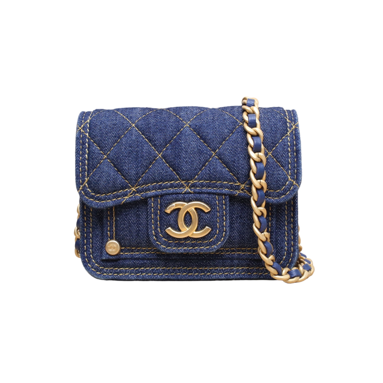 CHANEL 23S Double You Chain Bag Mini in Denim