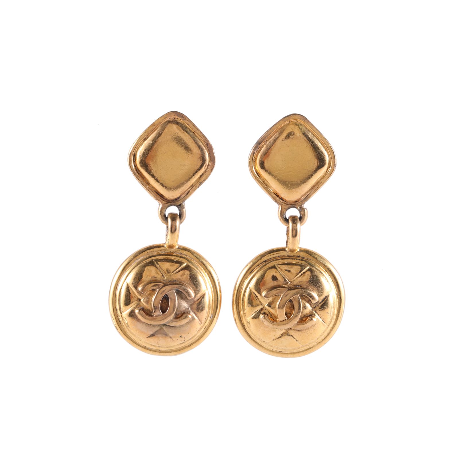 Chanel Vintage Matelassé CC Clip-On Earrings