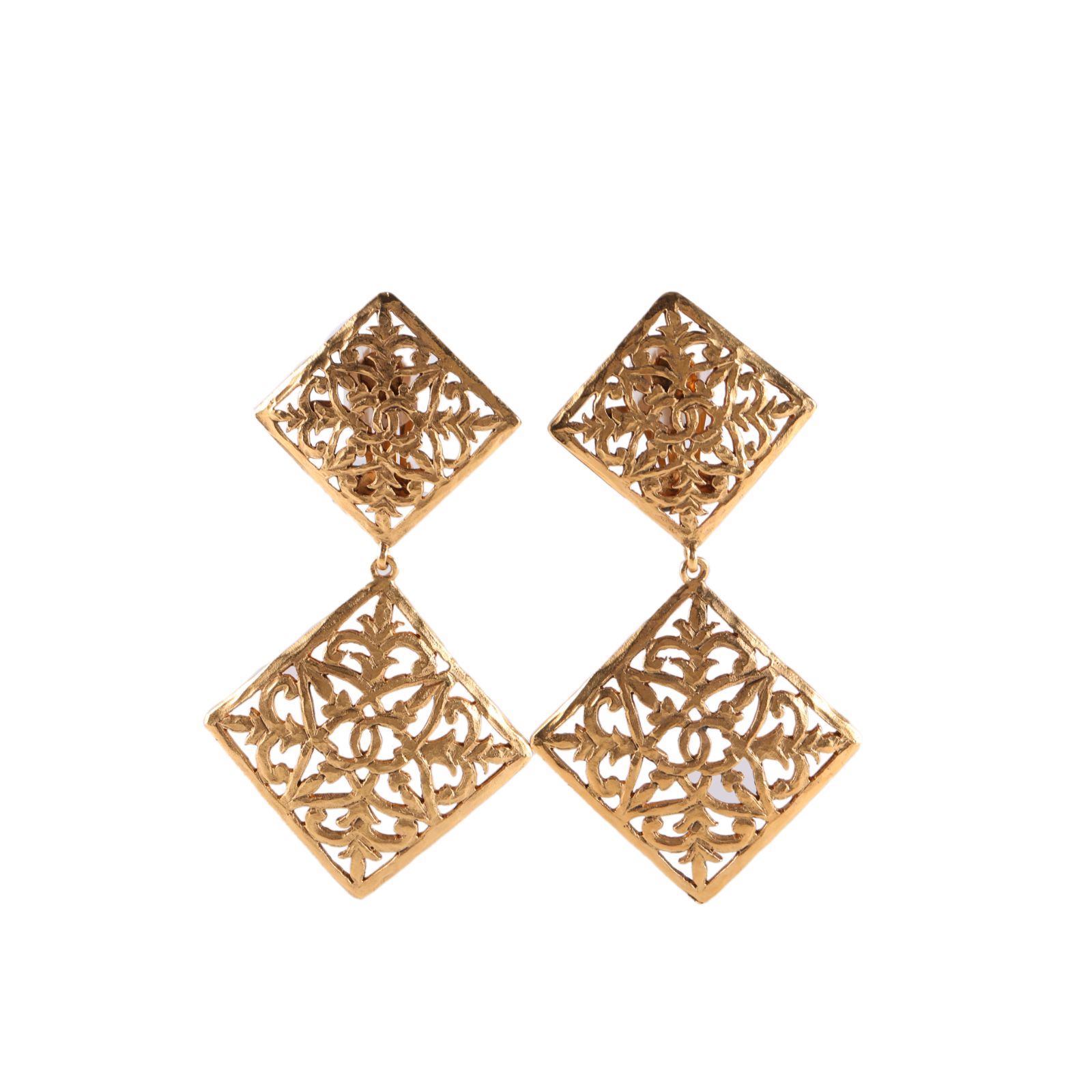 Chanel Gold-Plated Arabesque Earrings
