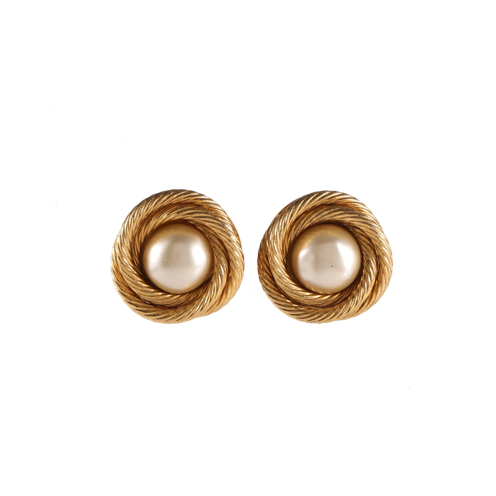 Chanel Vintage CC Pearl Earrings