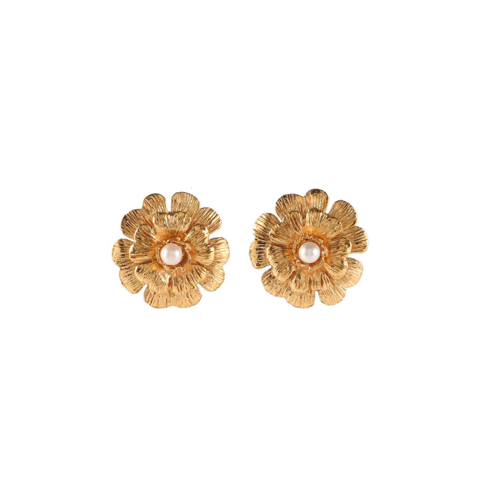 Chanel Vintage Camellia Flower Earrings
