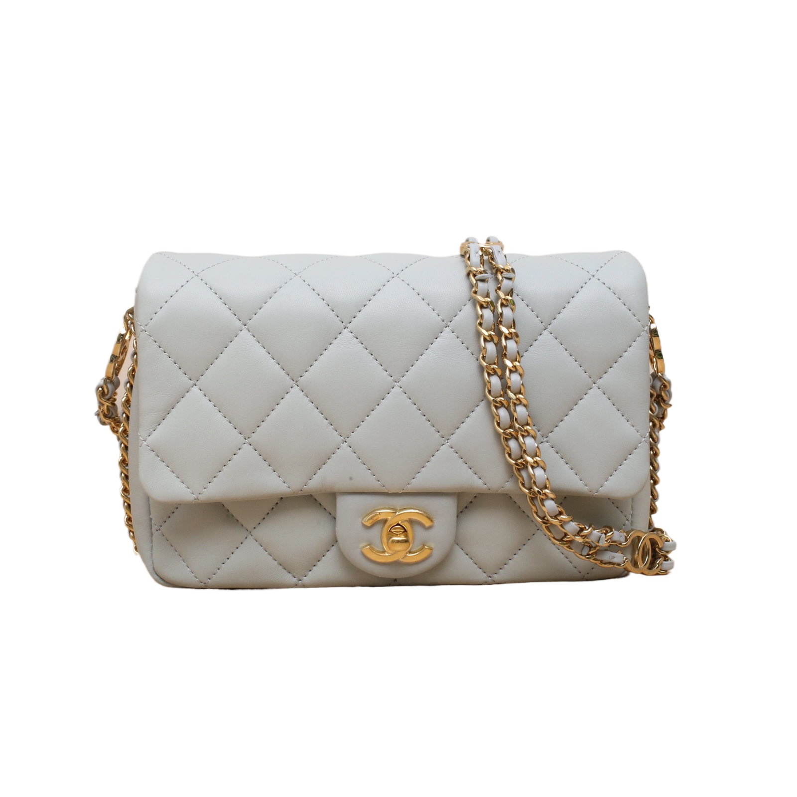 Chanel CF Flap Bag 20cm in Light Blue Leather