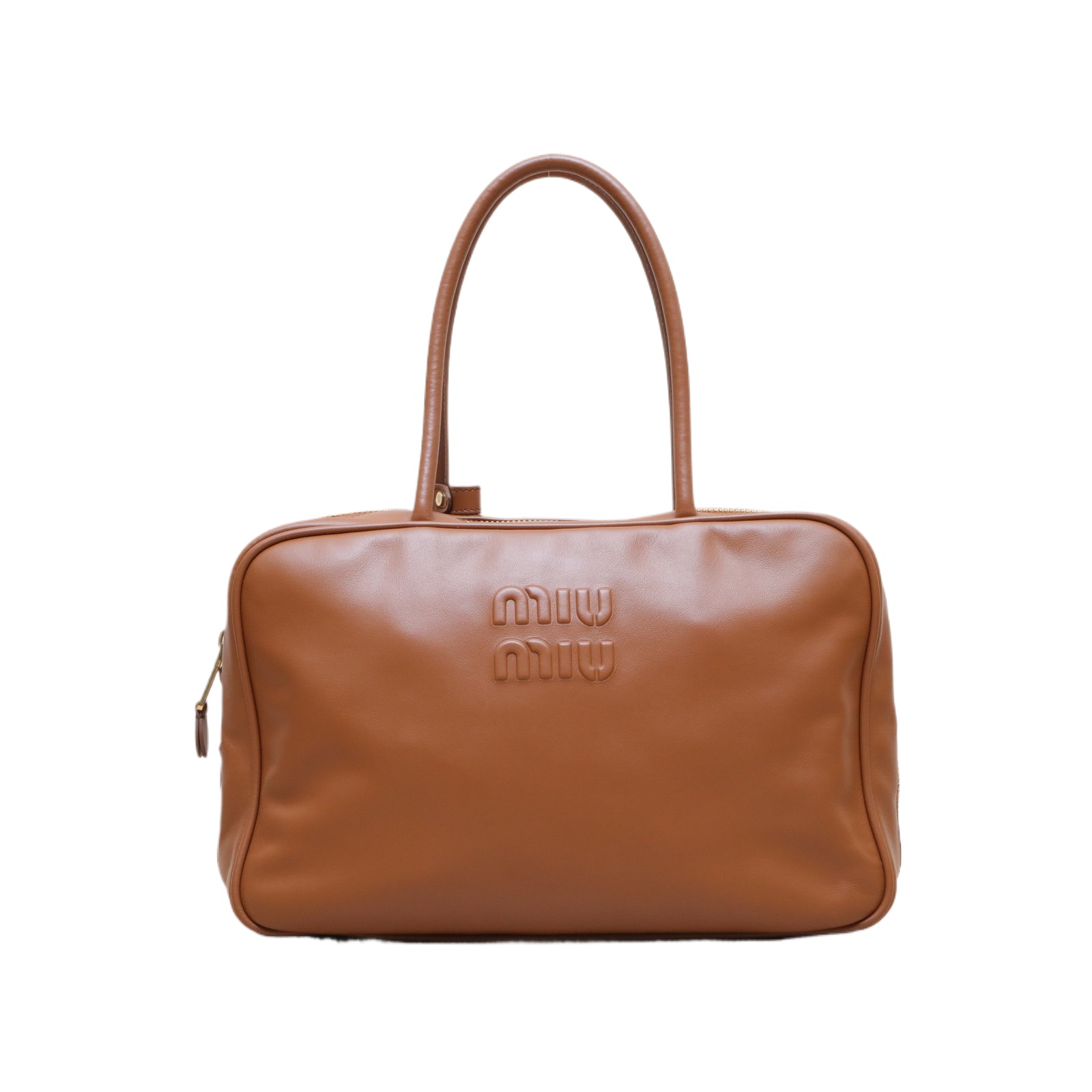 MIUMIU 34 Bowling Bag 34cm in Brown Leather