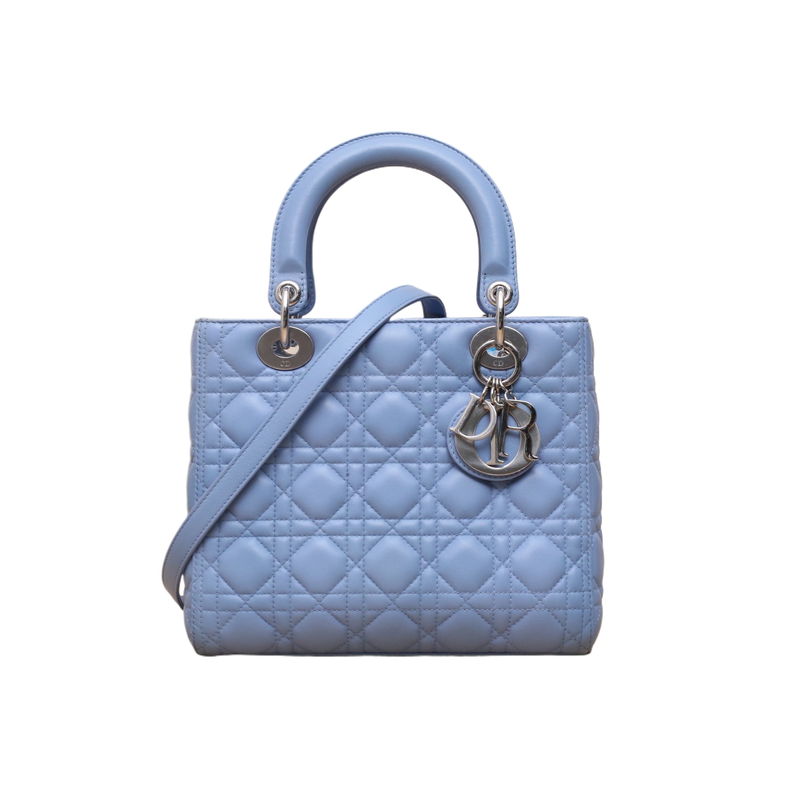 DIOR Lady Dior 24cm in Blue Leather