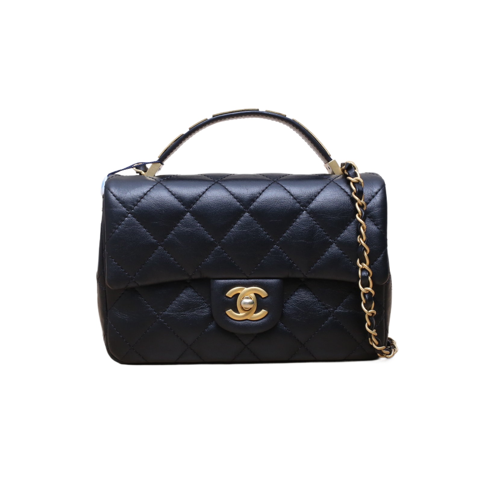 Chanel 24P CF Flap Bag 21cm in Black Leather