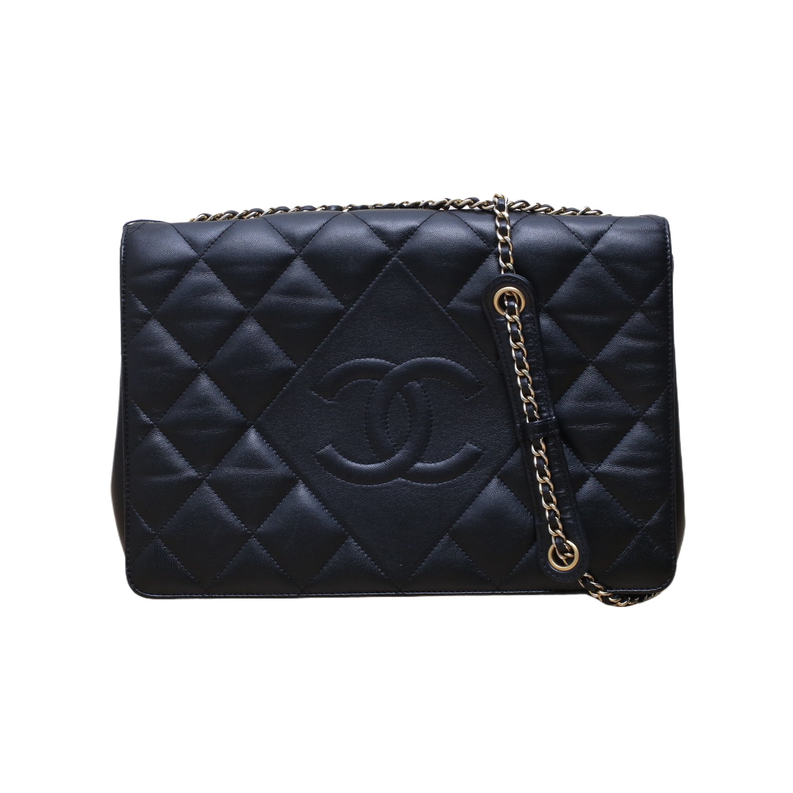 Chanel Vintage Flap Bag 28cm in Black Leather