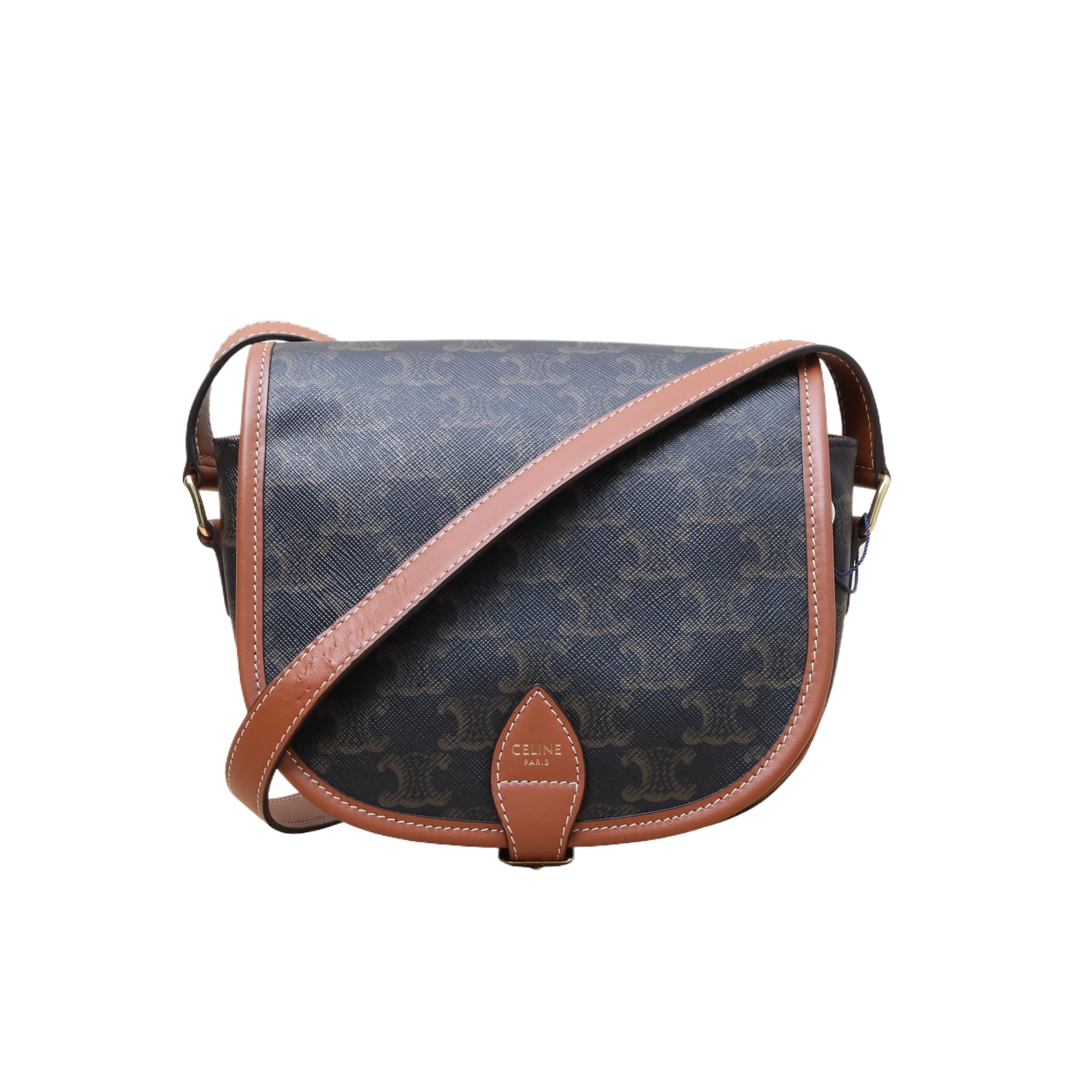 Celine Folco Saddle Bag Medium 18cm in Brown PVC