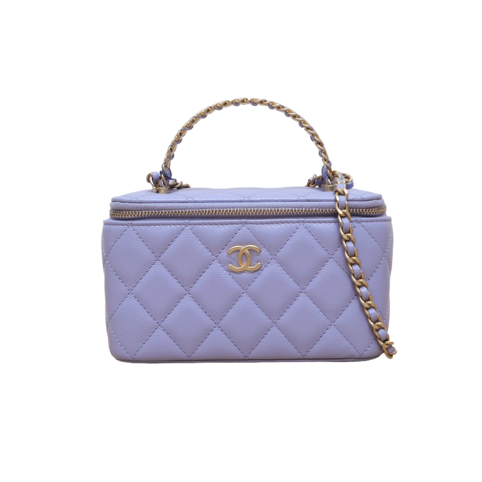 Chanel 24A Vanity Case 16.5cm in Purple Leather