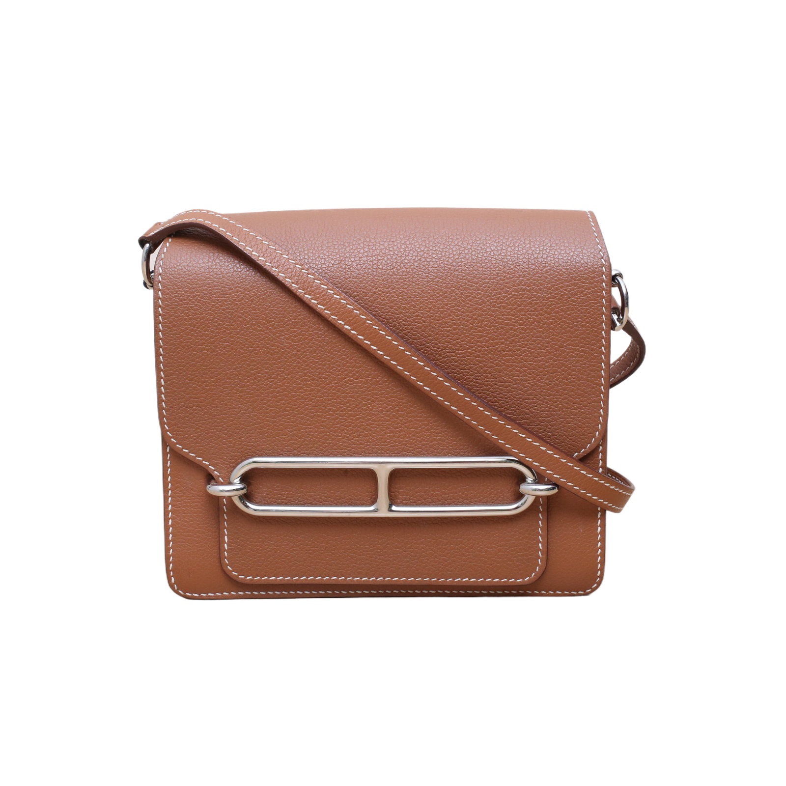 Hermes Roulis 19cm in Gold Brown Leather