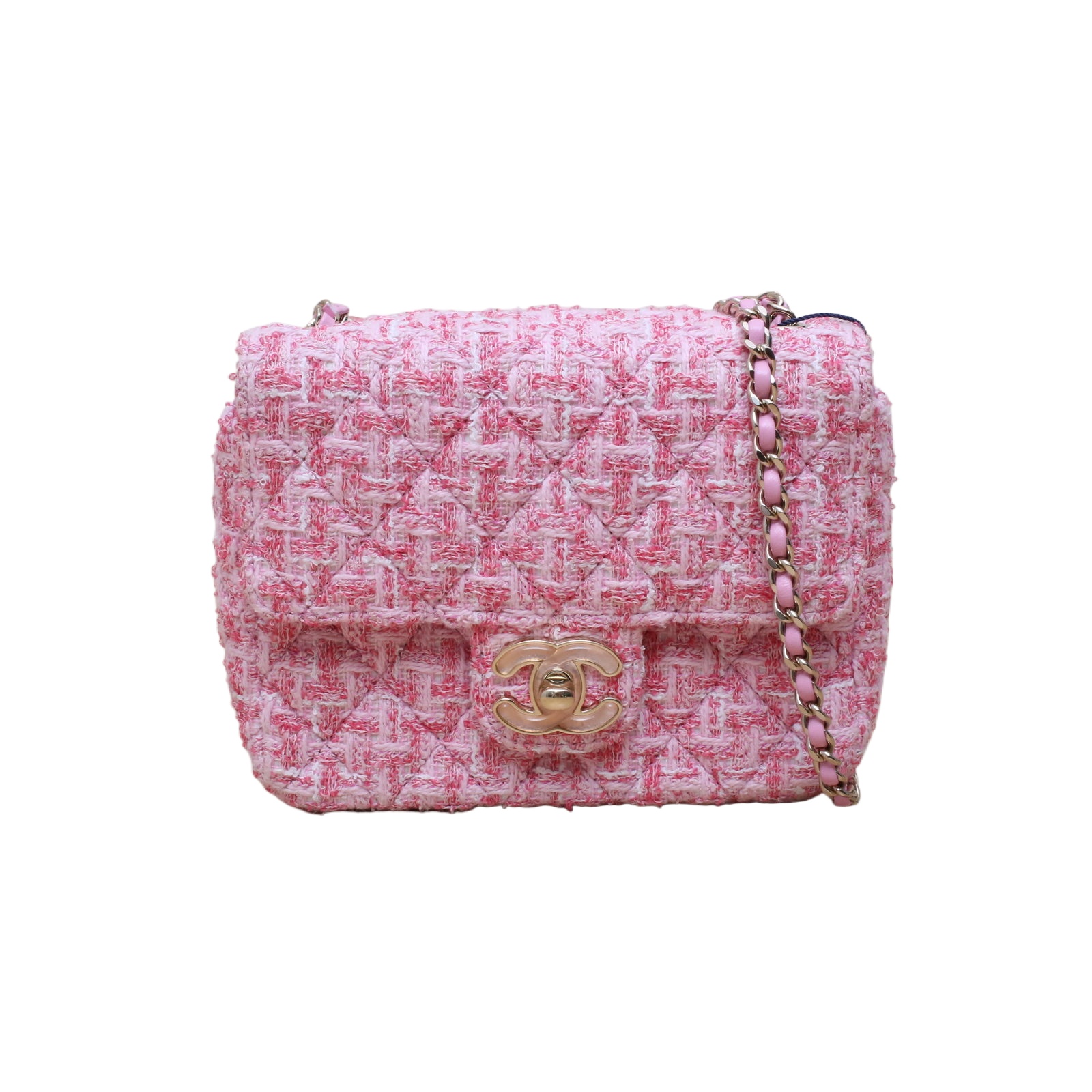 Chanel 23P CF Flap Bag 17cm in Pink Tweed