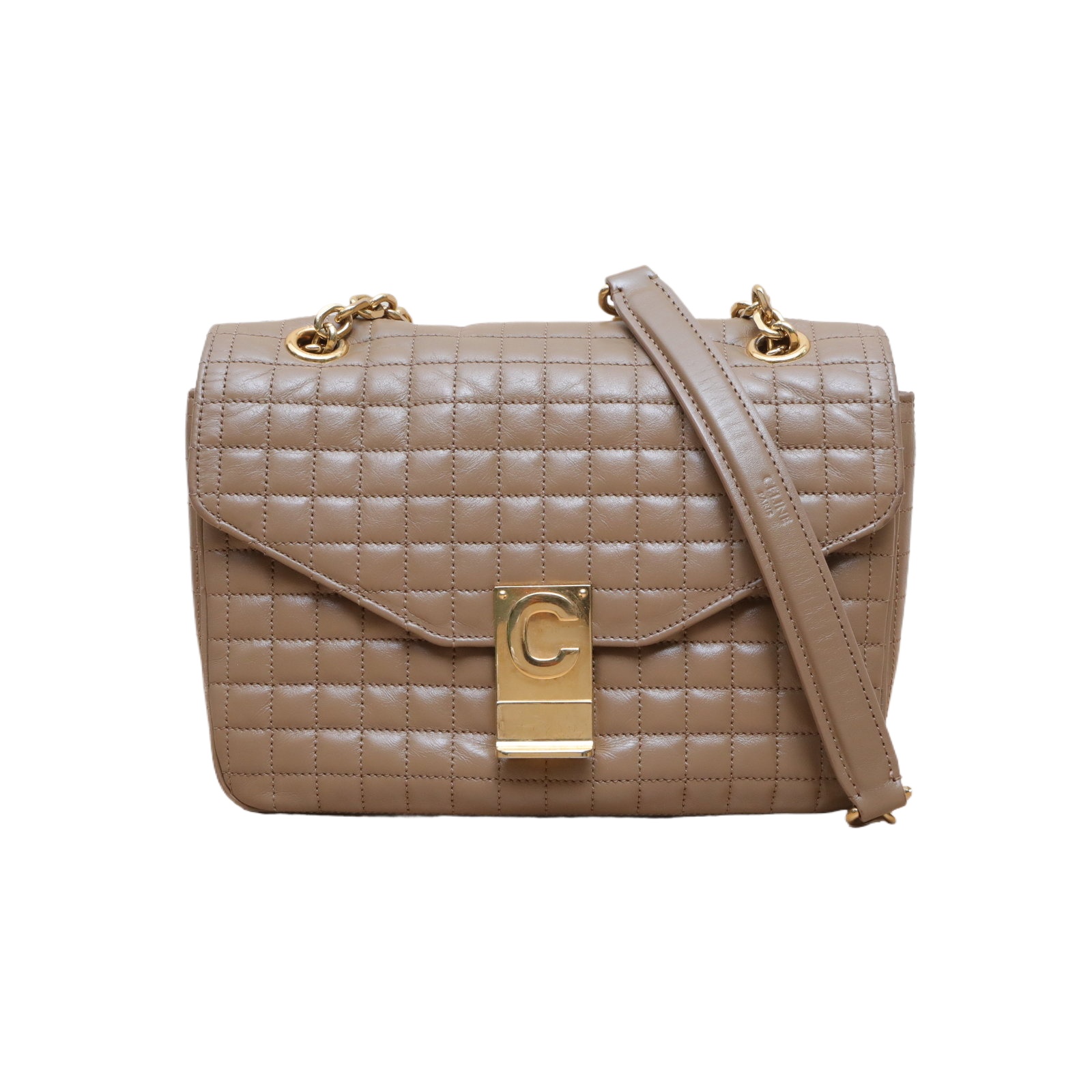Celine C BAG Medium 21.5cm in Beige Leather