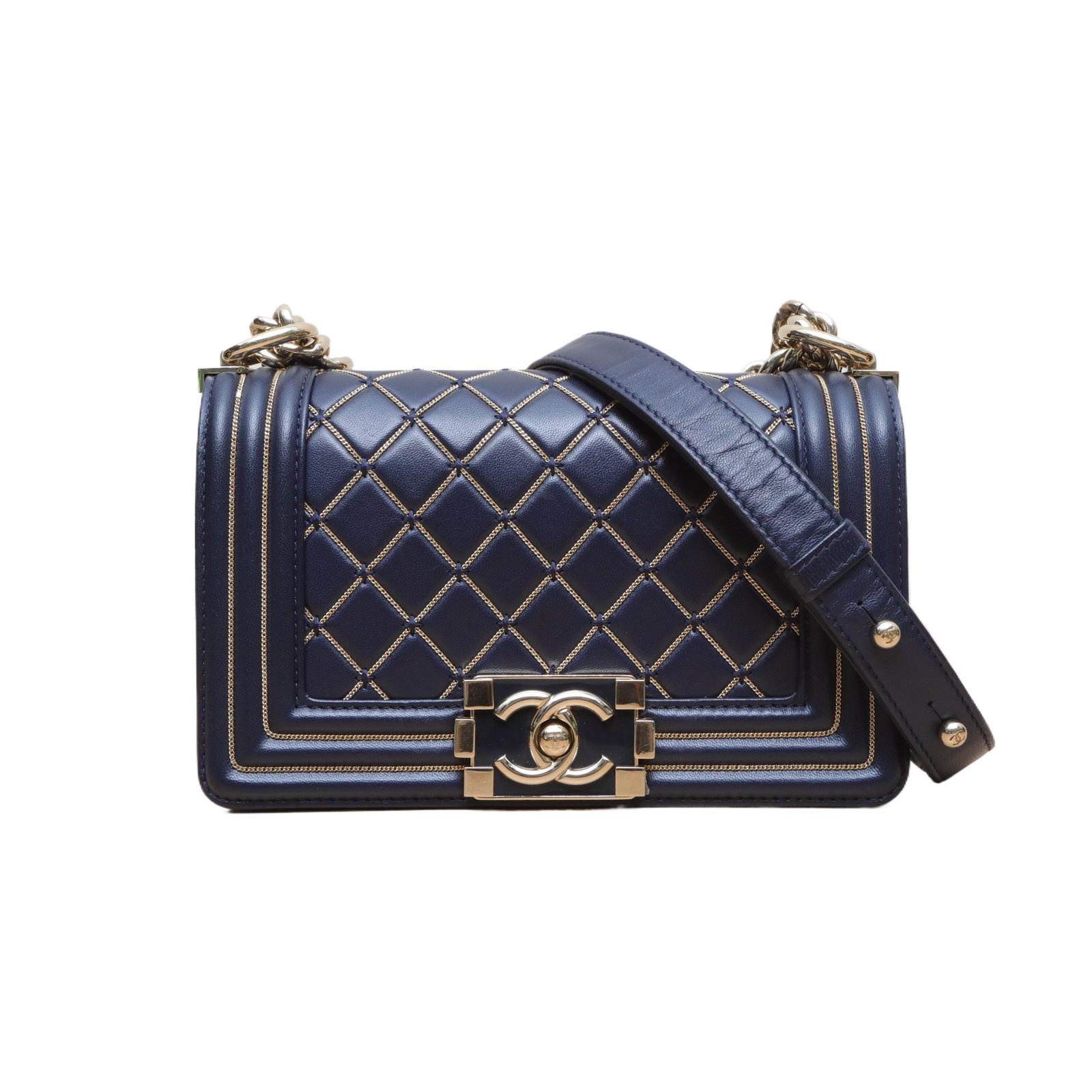 Chanel 18P Leboy Small 20.5cm in Blue Leather