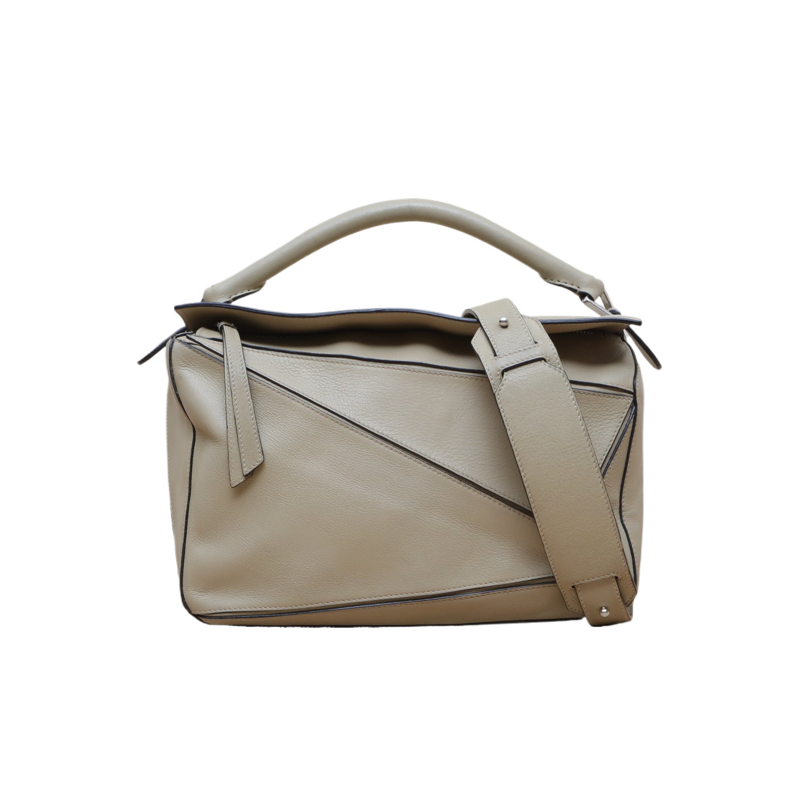 LOEWE Puzzle Bag Medium 29cm in Khaki Leather