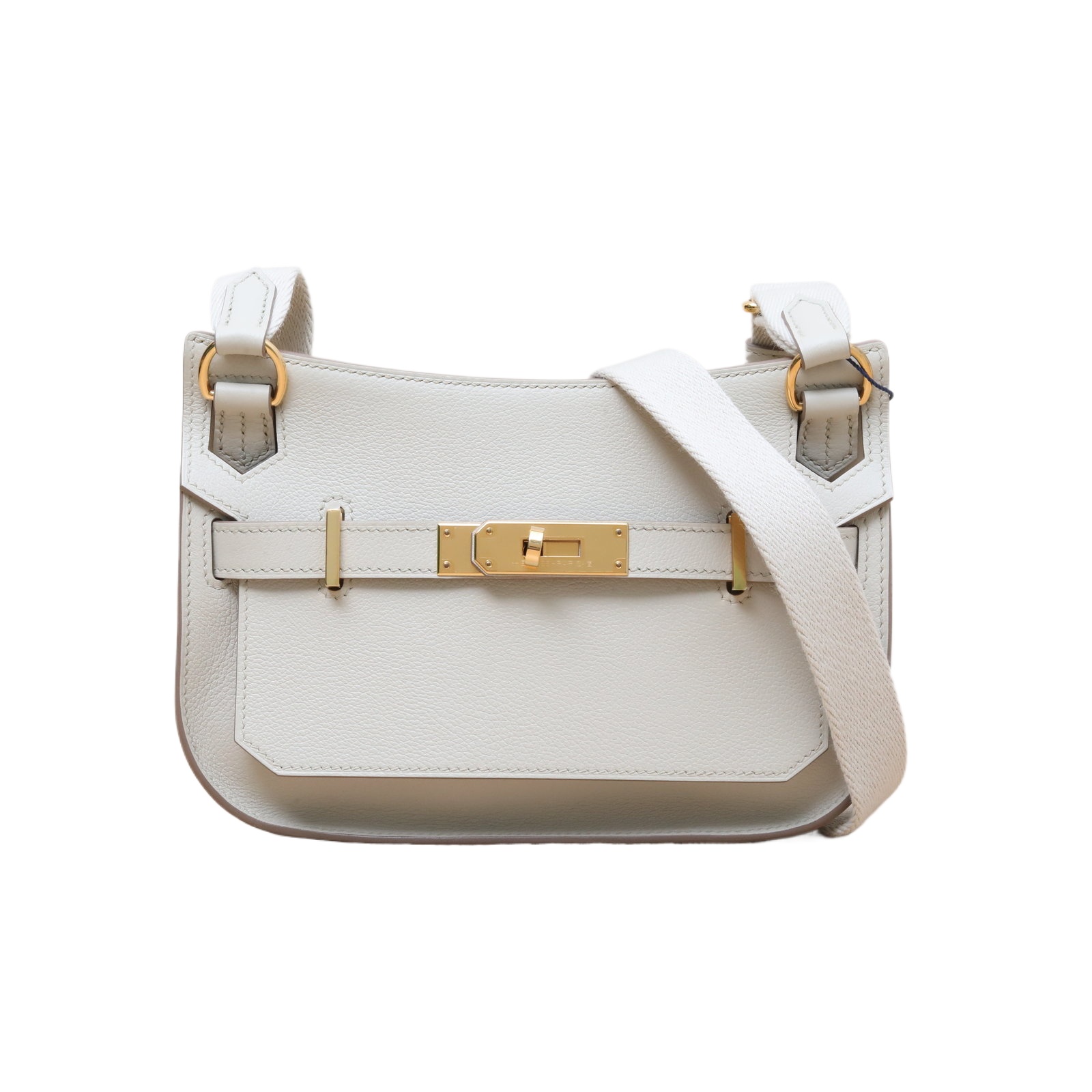 HERMES Jypsiere Mini 23cm in 8L Glacier White Evercolor Leather