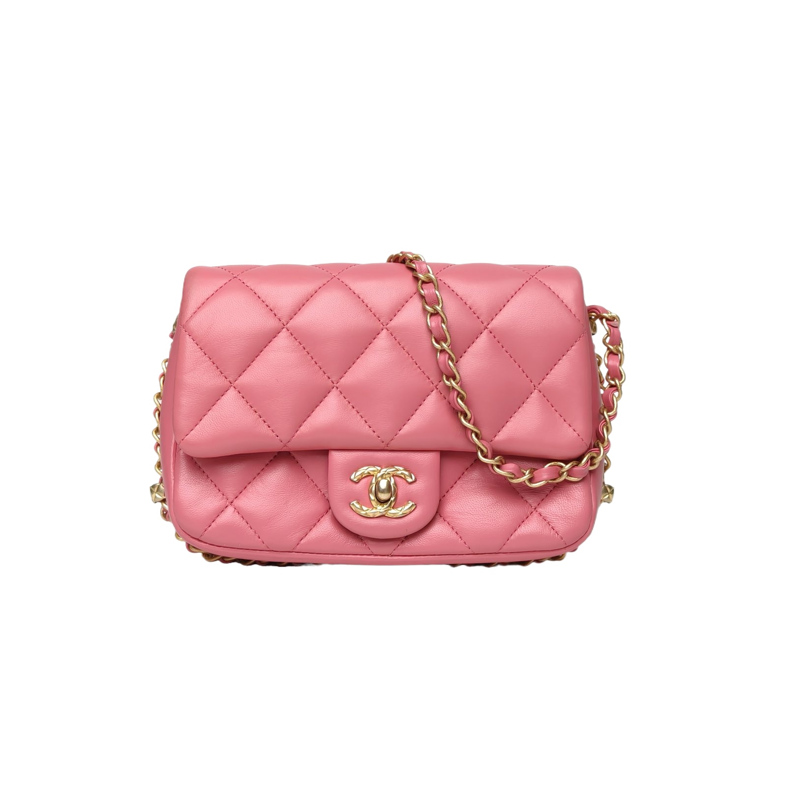 CHANEL 23B CF Flap Bag Square 18.5cm in Pink Leather