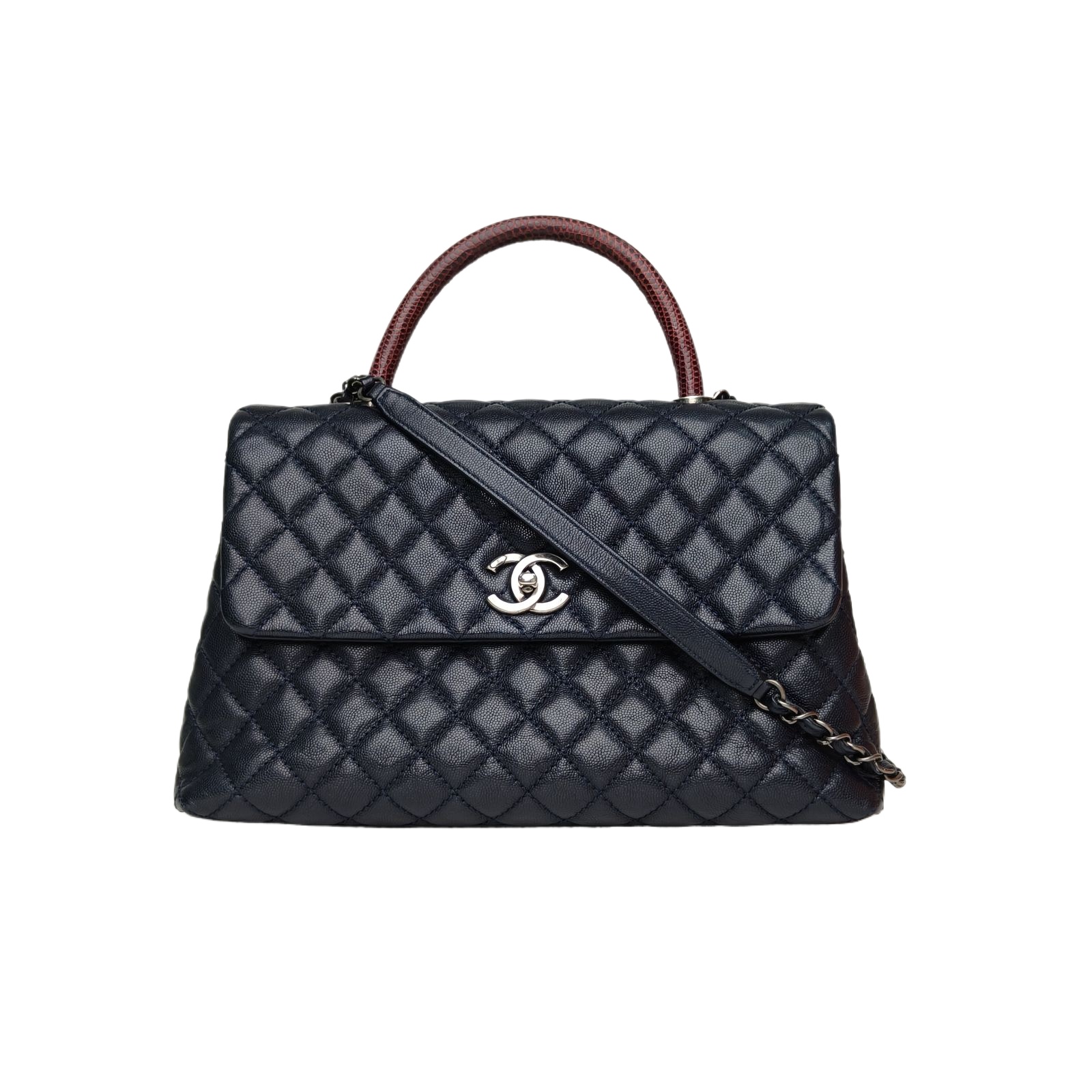 CHANEL Coco Handle Large 33cm in Blue Caviar Leather