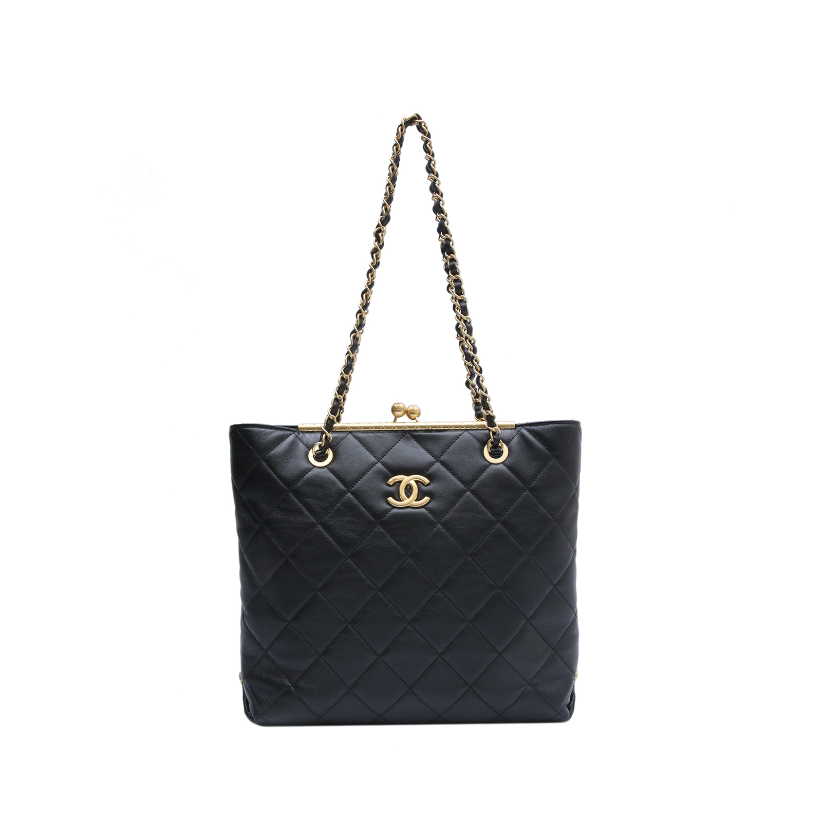 CHANEL 23K Frog Tote Bag Black Leather