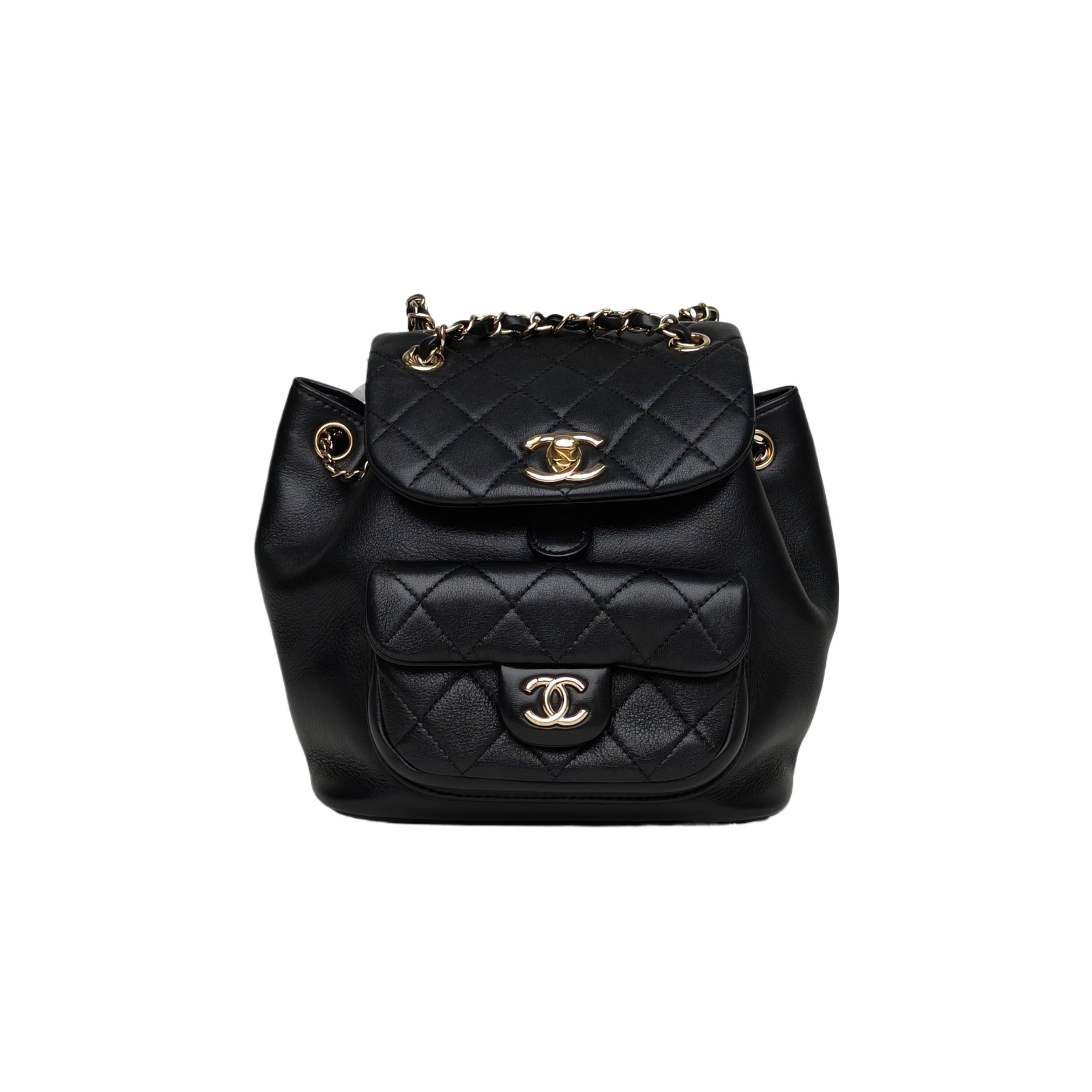 CHANEL 23C Duma Backpack Small 18cm in Black Leather