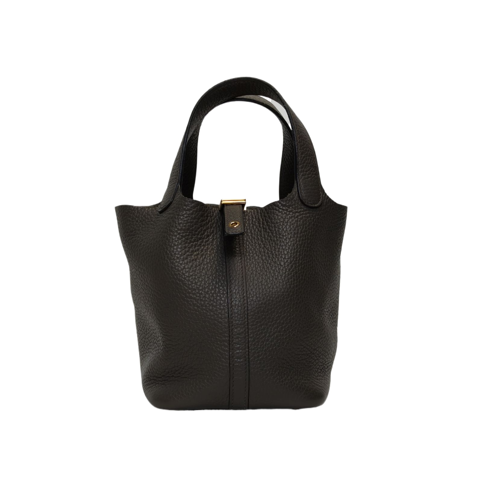 HERMES Picotin 18cm in Tin Gray Tourillon Clemence Leather