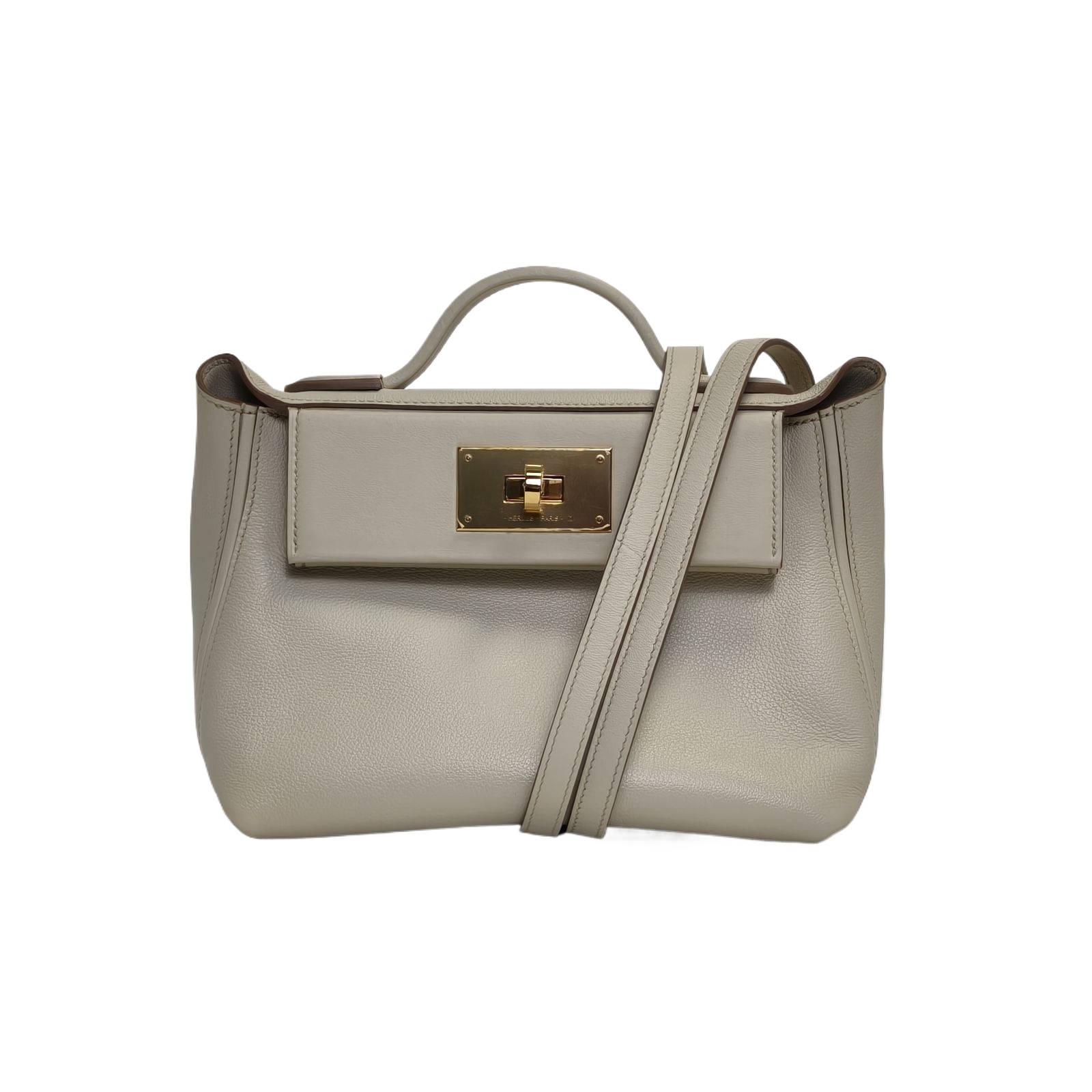 HERMES 2424 Mini 21cm in Glacier White Evercolor Leather
