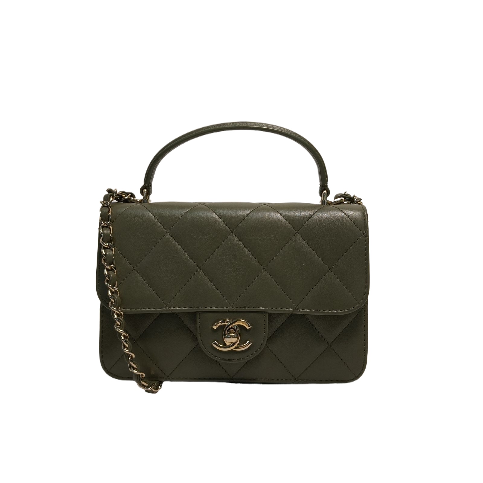 CHANEL 21B Coco Lady Flap Bag 20cm in Green Leather