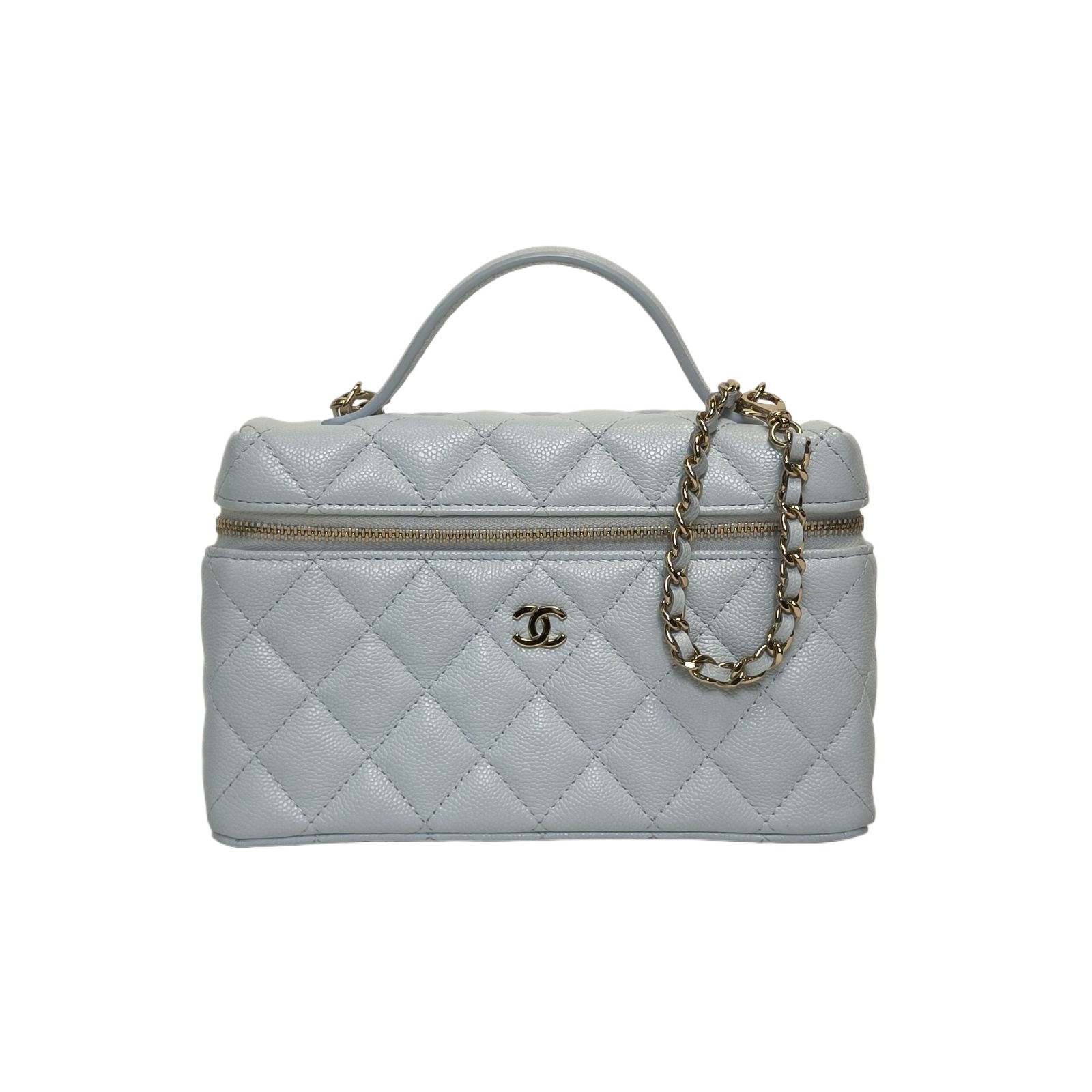 CHANEL 25C Lunch Box Bag in Baby Blue Caviar Leather