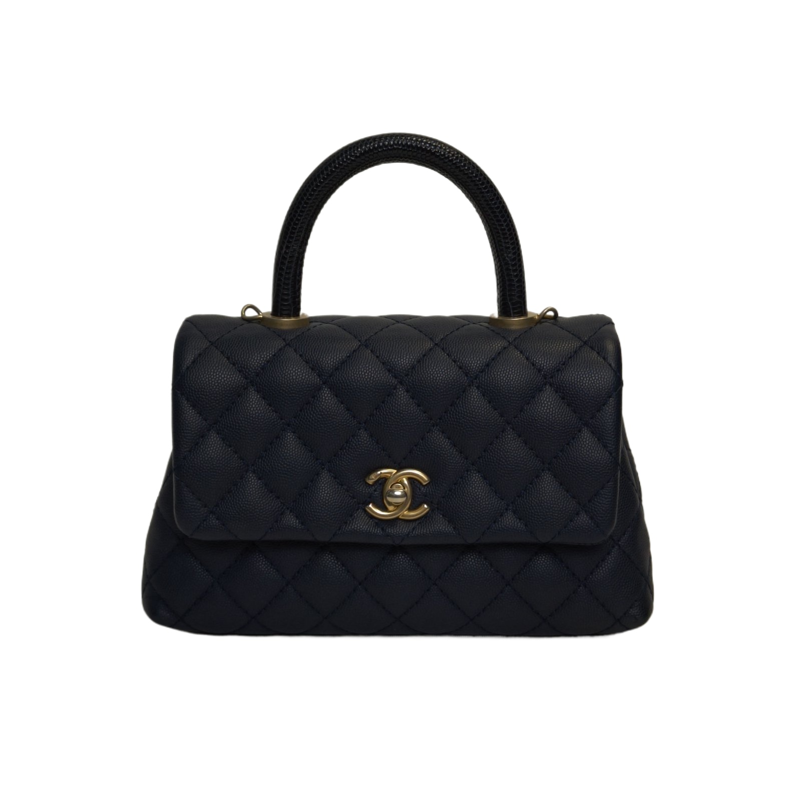 CHANEL Coco Handle Small 24cm in Blue Caviar Leather