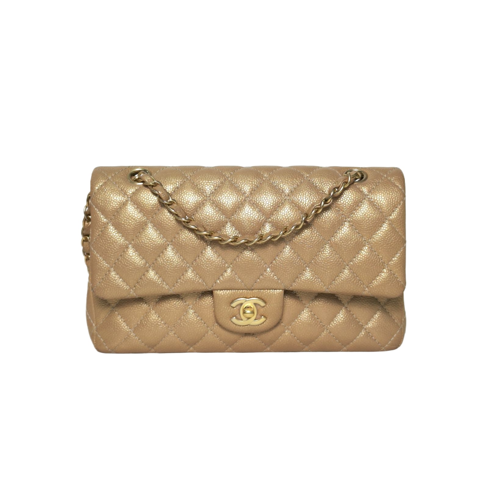 CHANEL CF Flap Bag Medium 25.5cm in Gold Caviar Leather