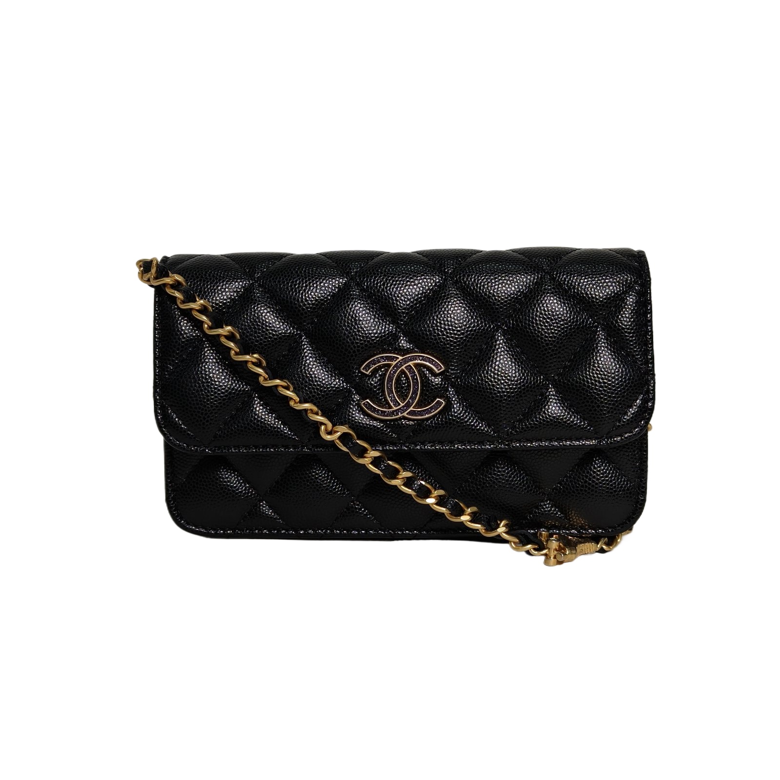 CHANEL 24C CF WOC 17cm in Black Caviar Leather