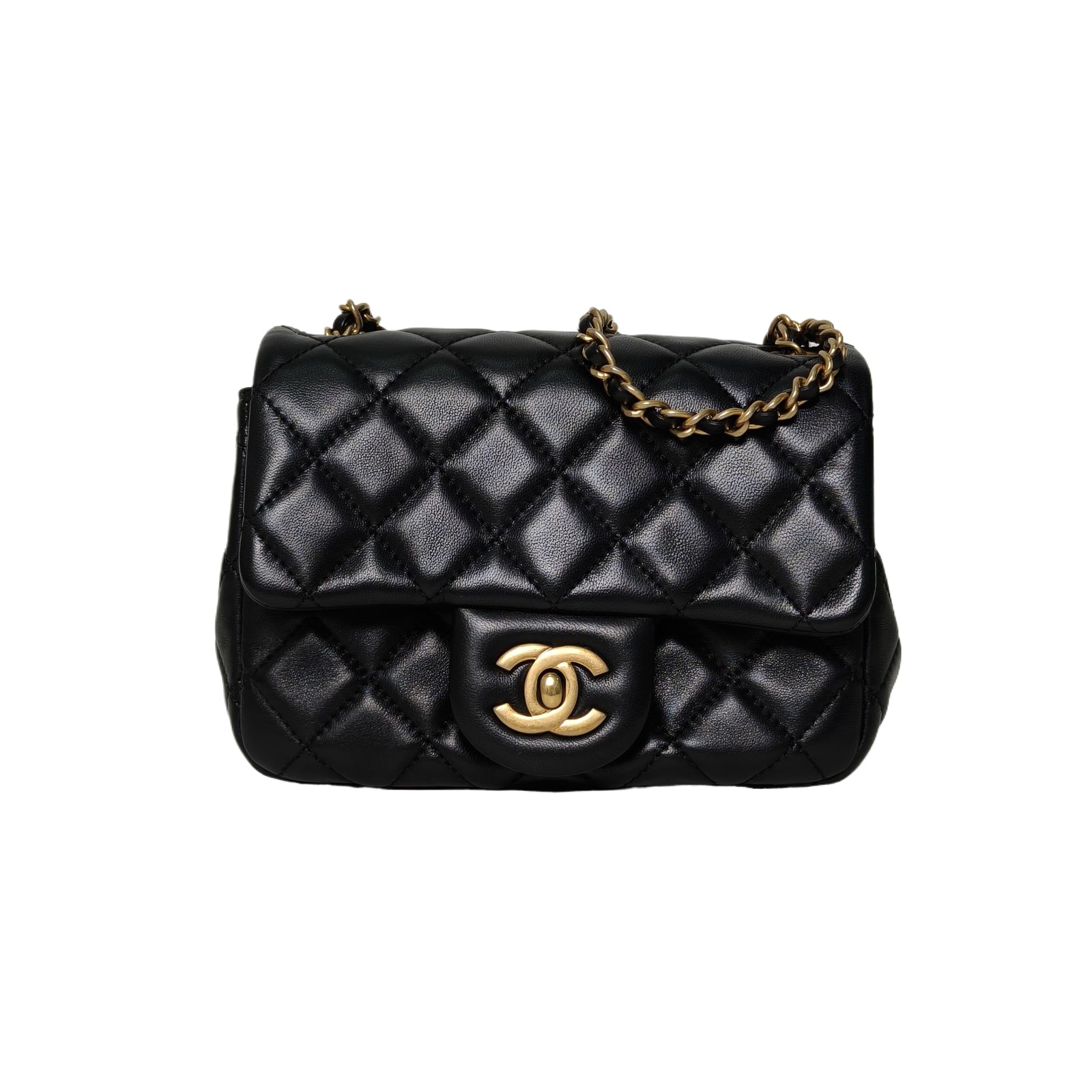 CHANEL CF Flap Bag Square 17cm in Black Leather