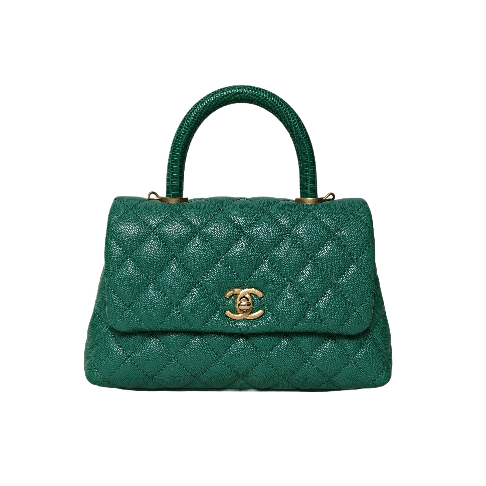 CHANEL Coco Handle Small 24cm in Green Caviar Leather