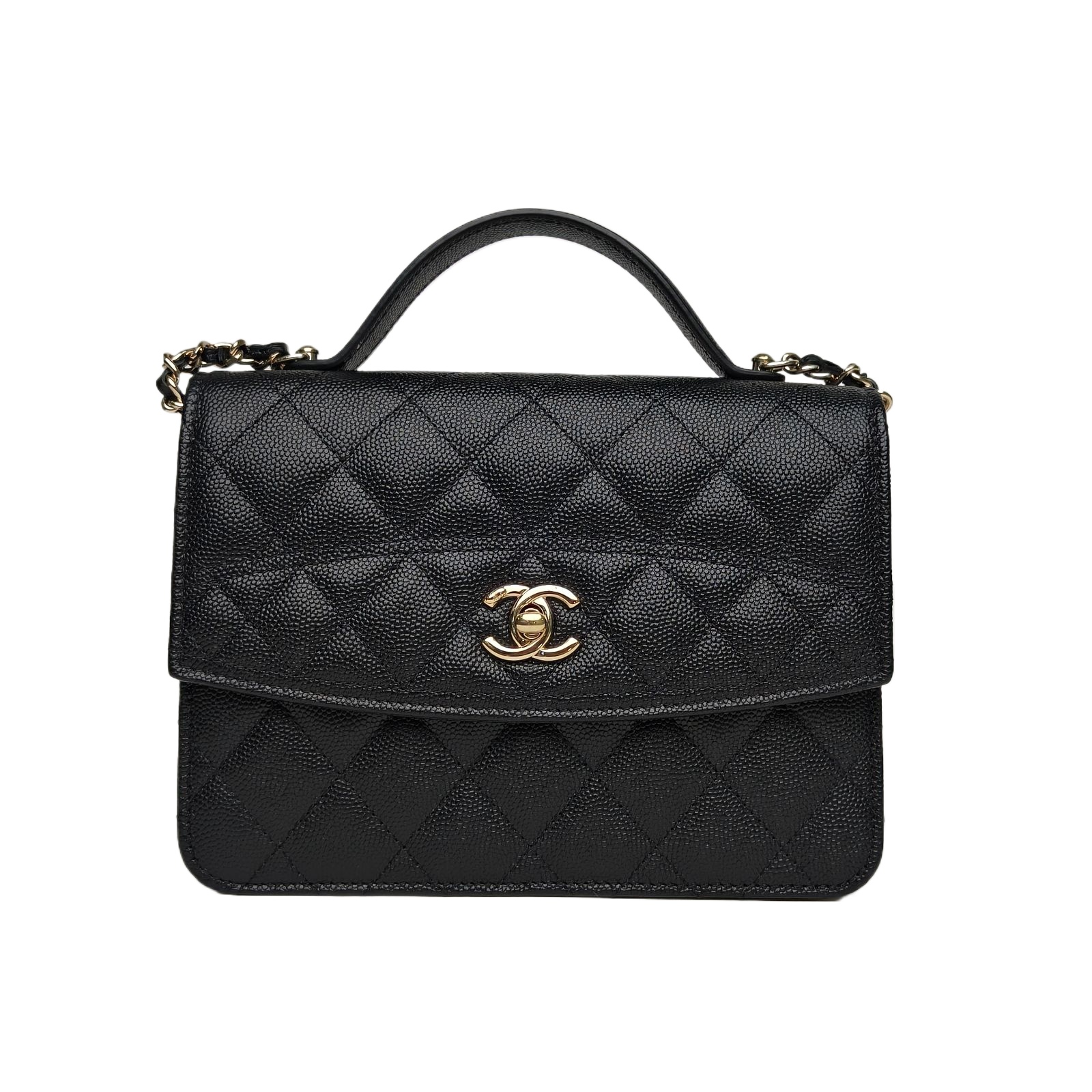CHANEL 25C Accordion Backpack in Black Caviar Leather