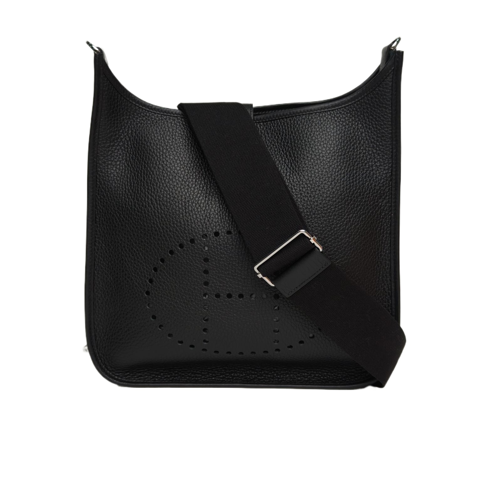 HERMES Evelyne Small 29cm in Black Tourillon Clemence Leather