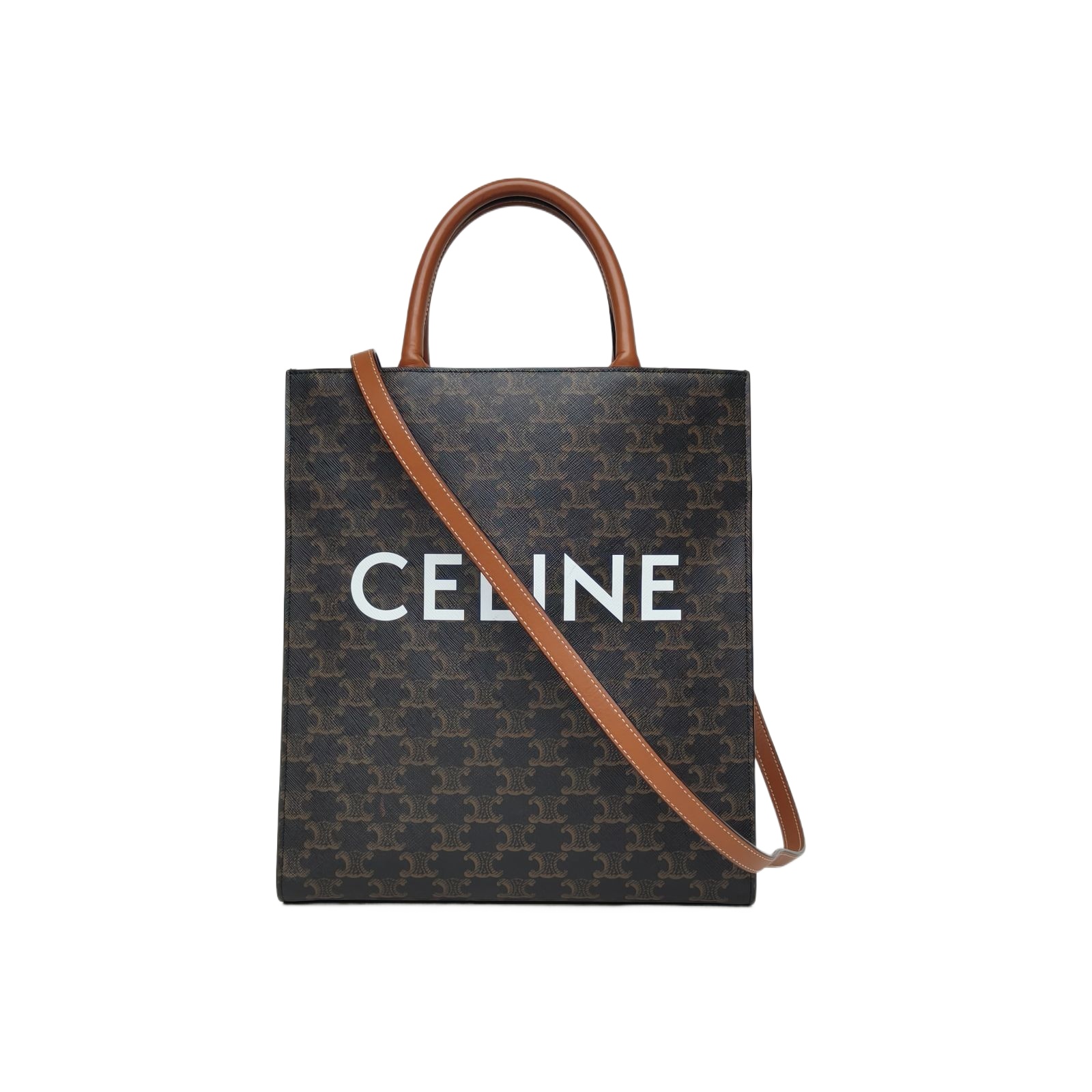 CELINE Cabas Vertical Small Tote in Brown Faux Leather