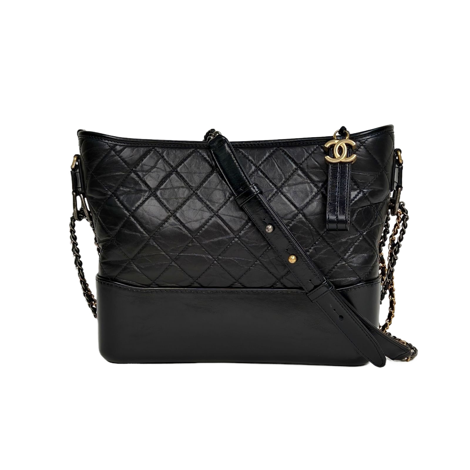 CHANEL GABRIELLE Medium 28cm in Black Leather
