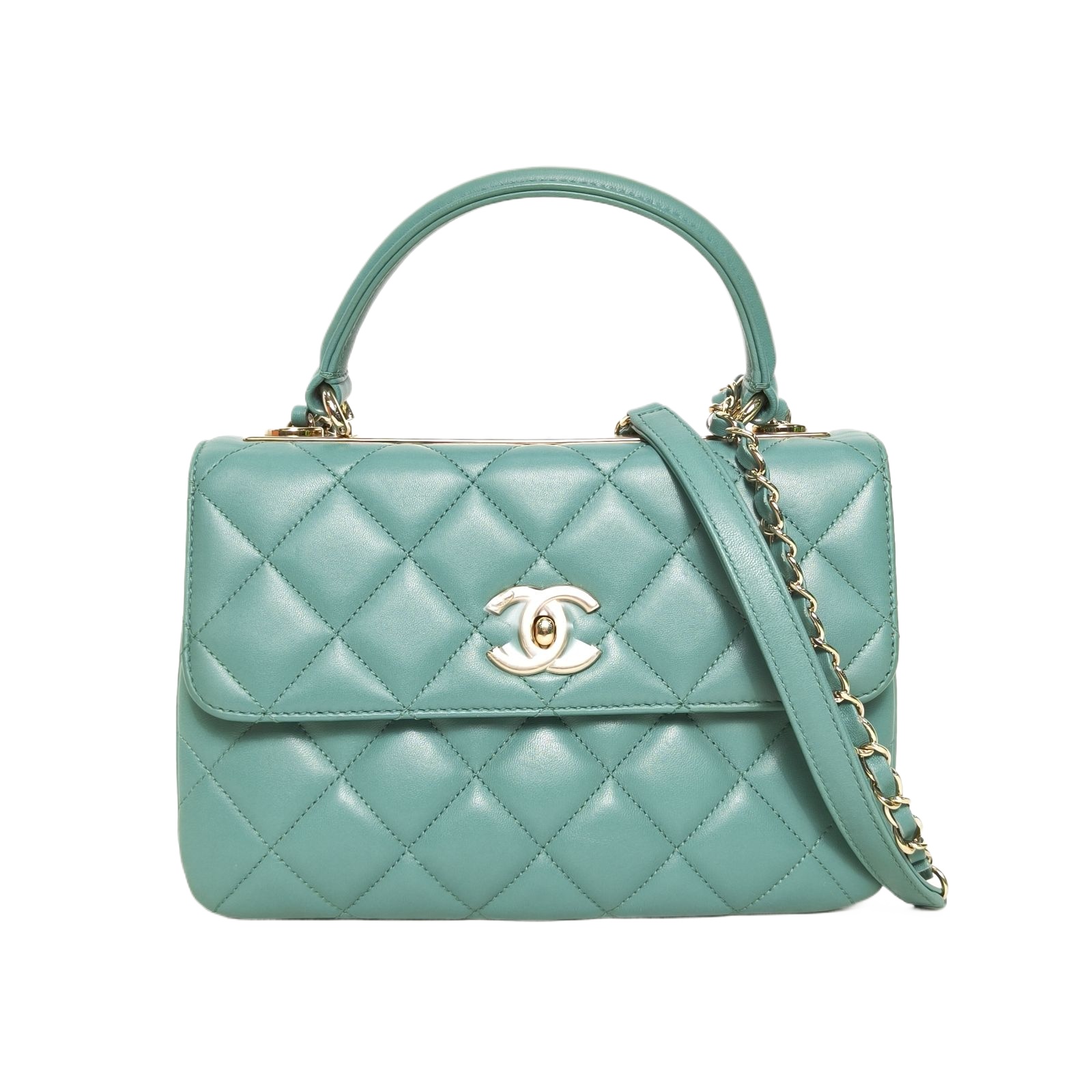 CHANEL Trendy CC Flap Bag Small 25cm in Green Leather