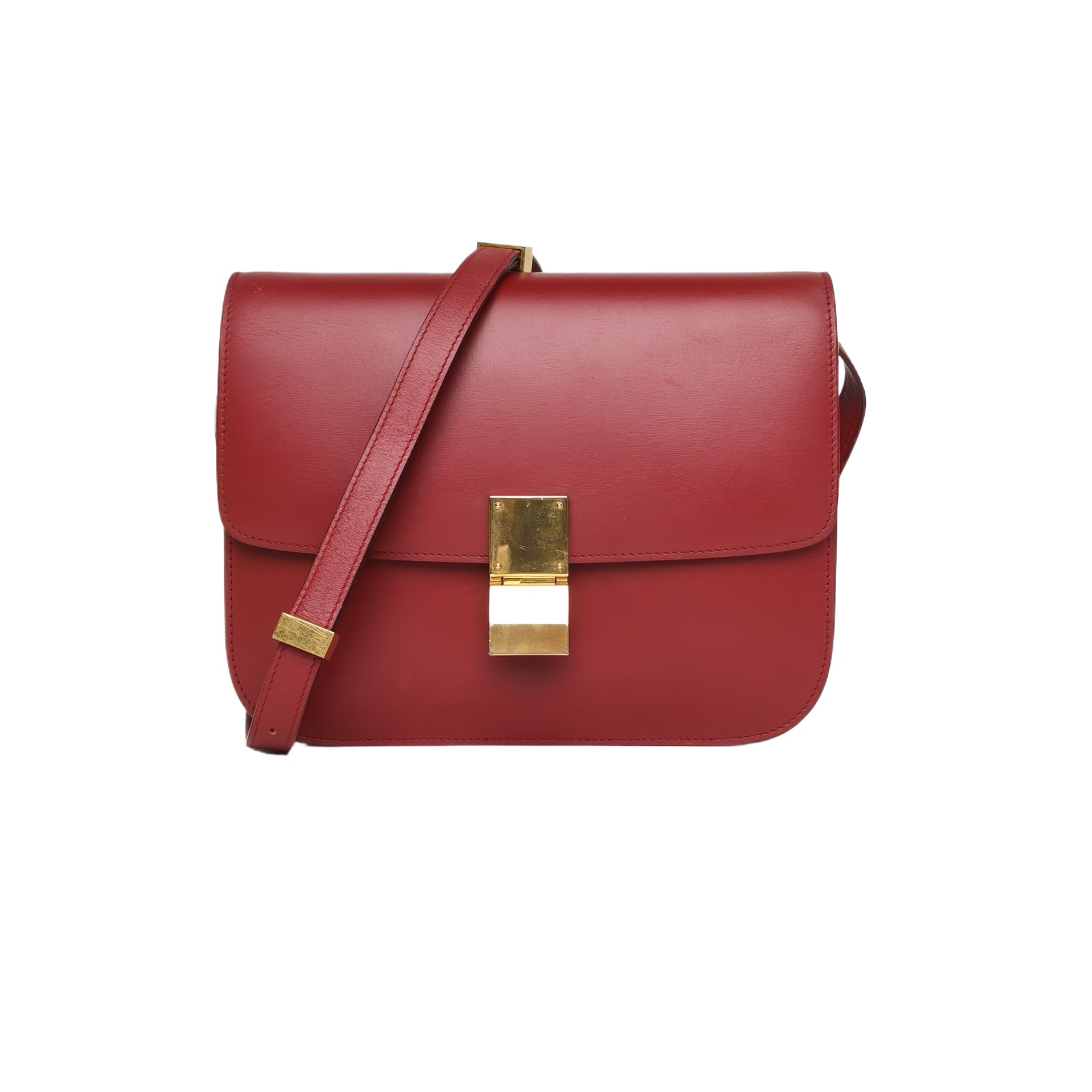 CELINE Classic Box Medium in Red Leather