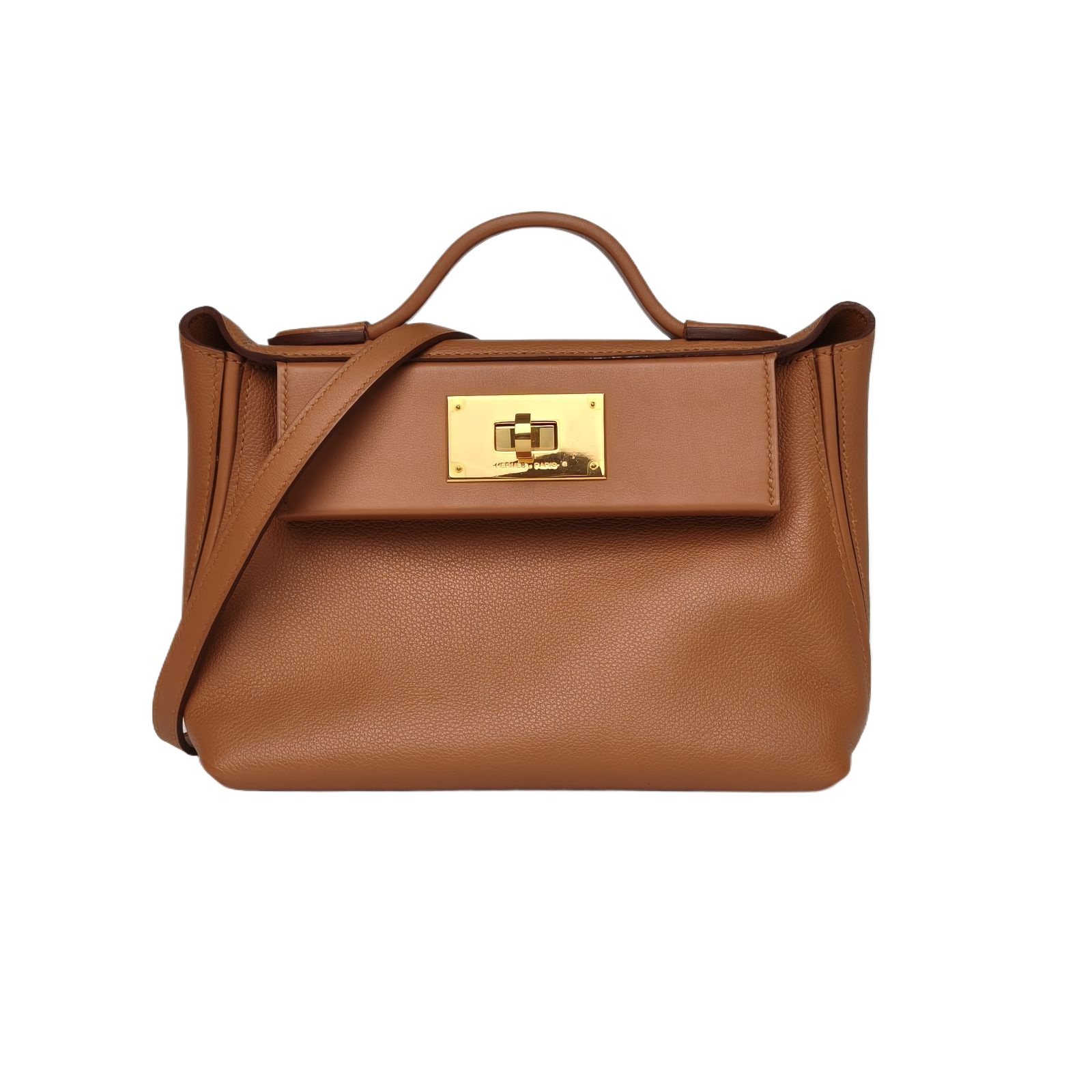 HERMES 2424 Mini 21cm in Brown Evercolor Leather