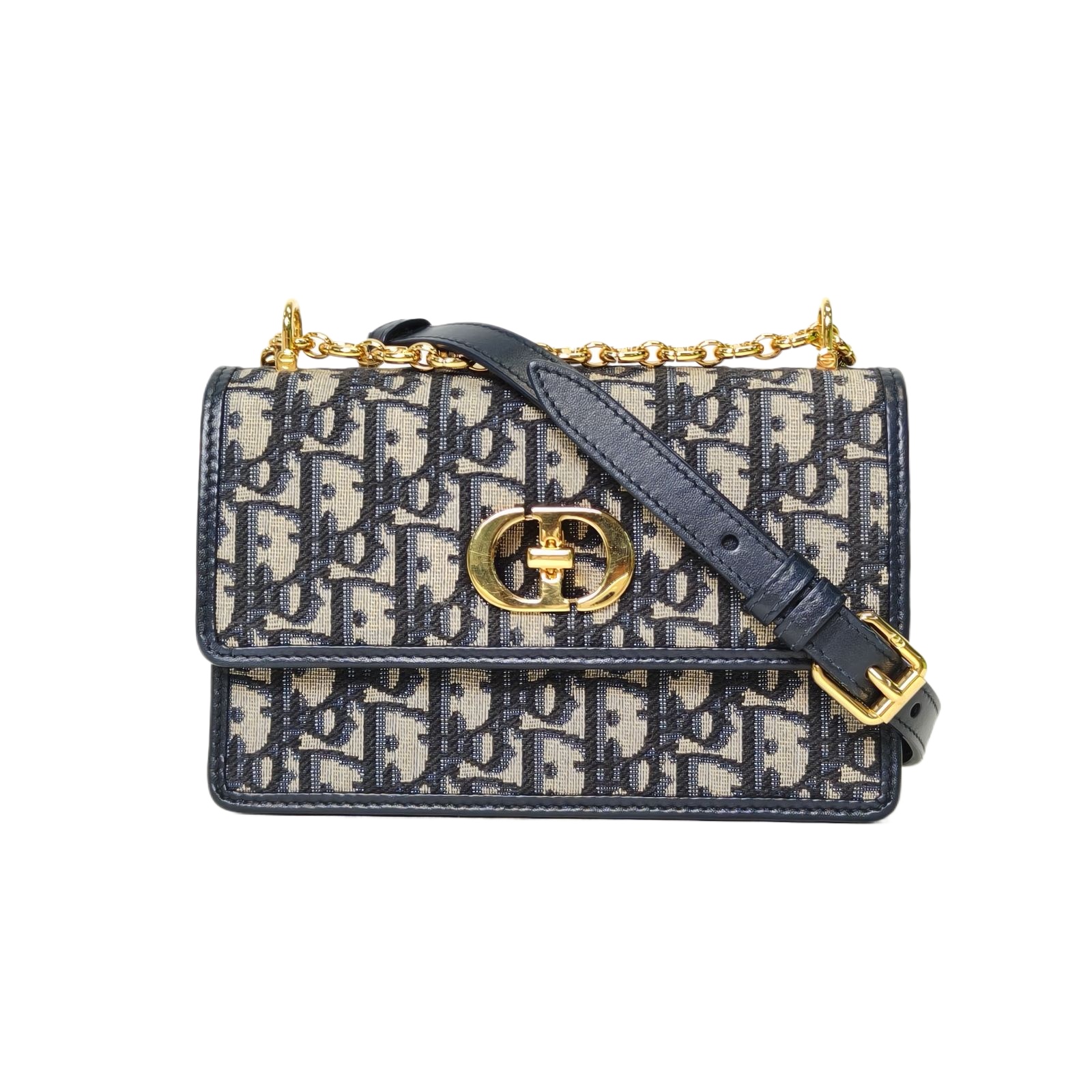 DIOR Miss Caro Chain Bag 18.5cm in Blue Canvas