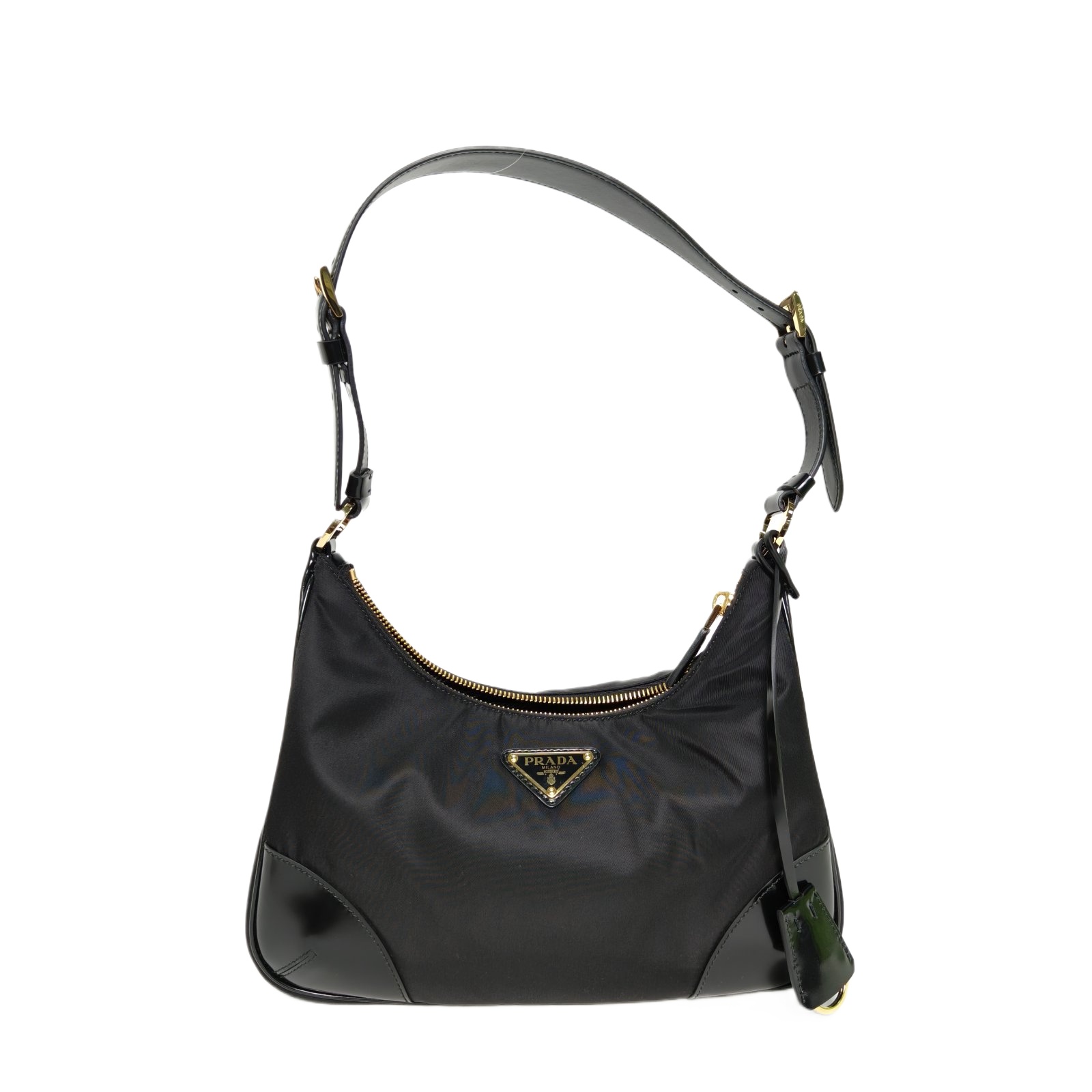 PRADA Hobo Underarm Bag in Leather & Nylon