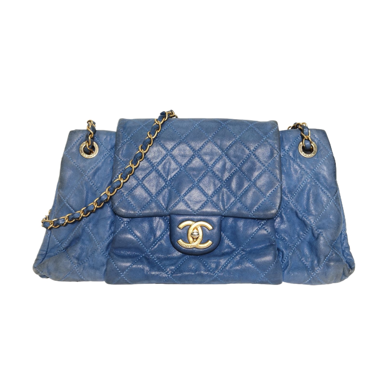 CHANEL Vintage Pumpkin Bag in Blue Leather