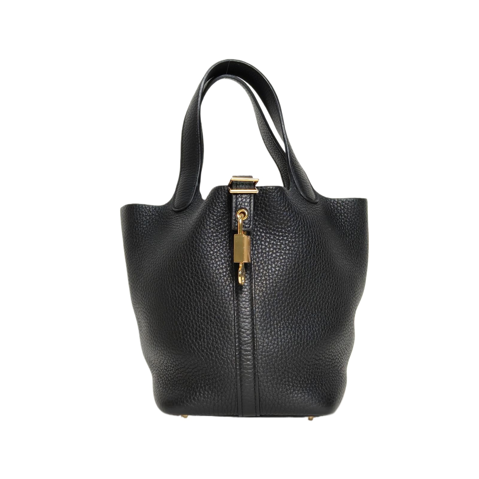 HERMES Picotin 18 Bag in Black Clemence Leather