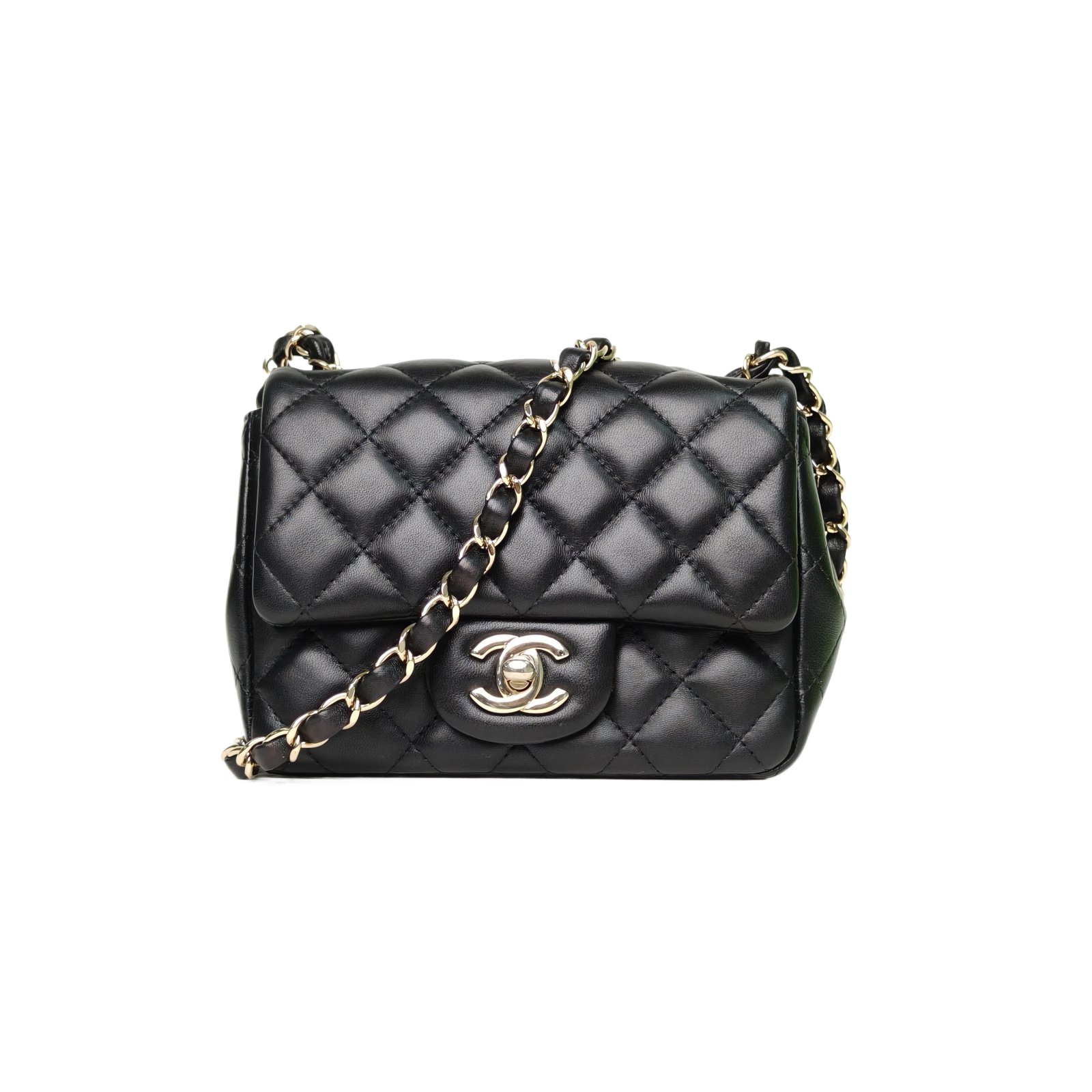 Chanel CF Square Mini Flap Bag 17cm in Black Quilted Leather