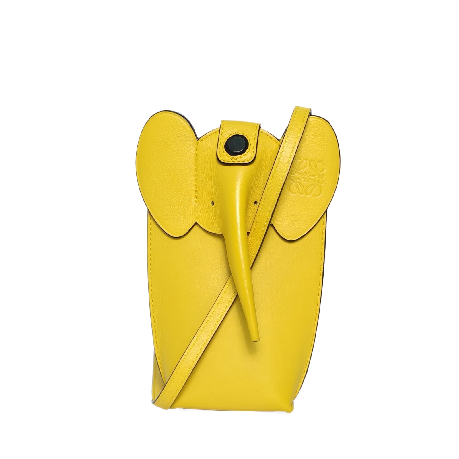 Loewe Elephant Pocket Phone Pouch in Yellow Leather