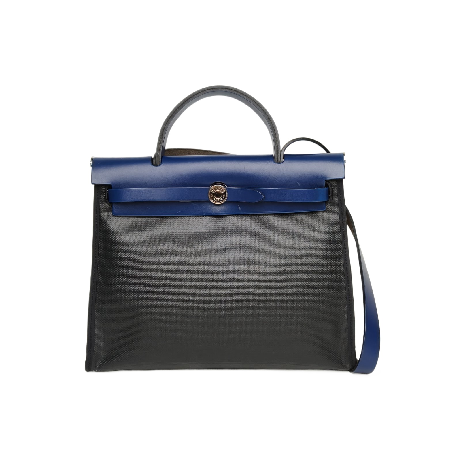 HERMES Herbag 31 Bag in Black and Sapphire Blue