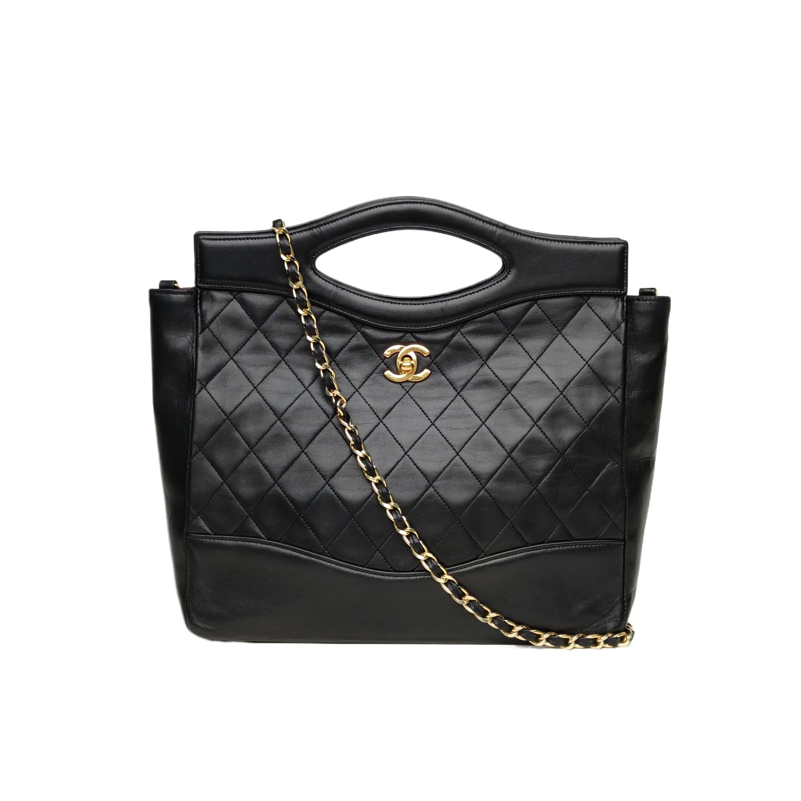 Chanel Vintage 31bag in Black Leather with Gold Hardware