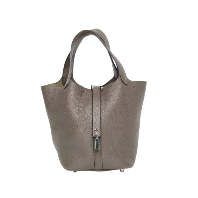 Hermes Picotin 18 Gris Etoupe Clemence Leather