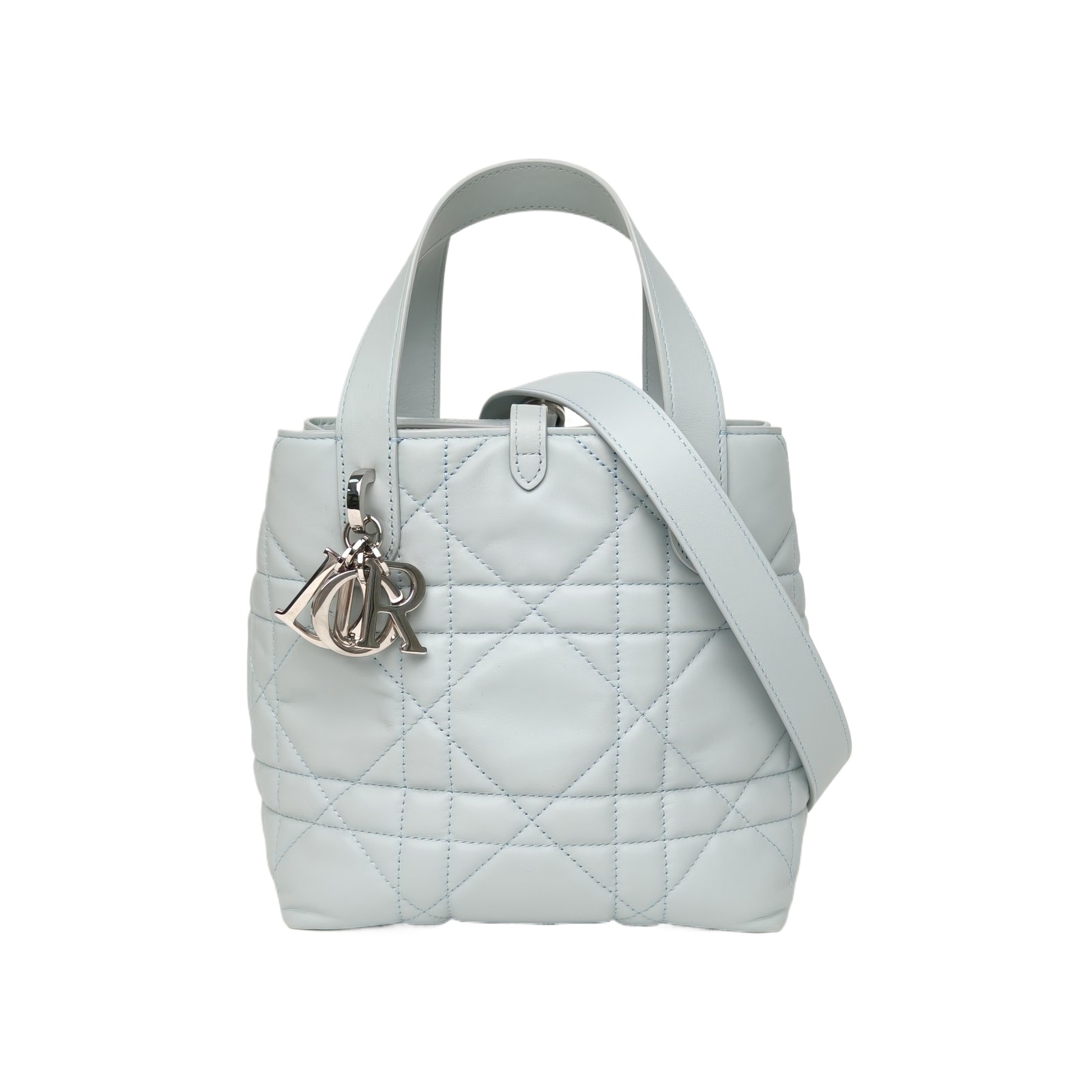Dior Toujours Vertical Small 16 Light Blue Leather