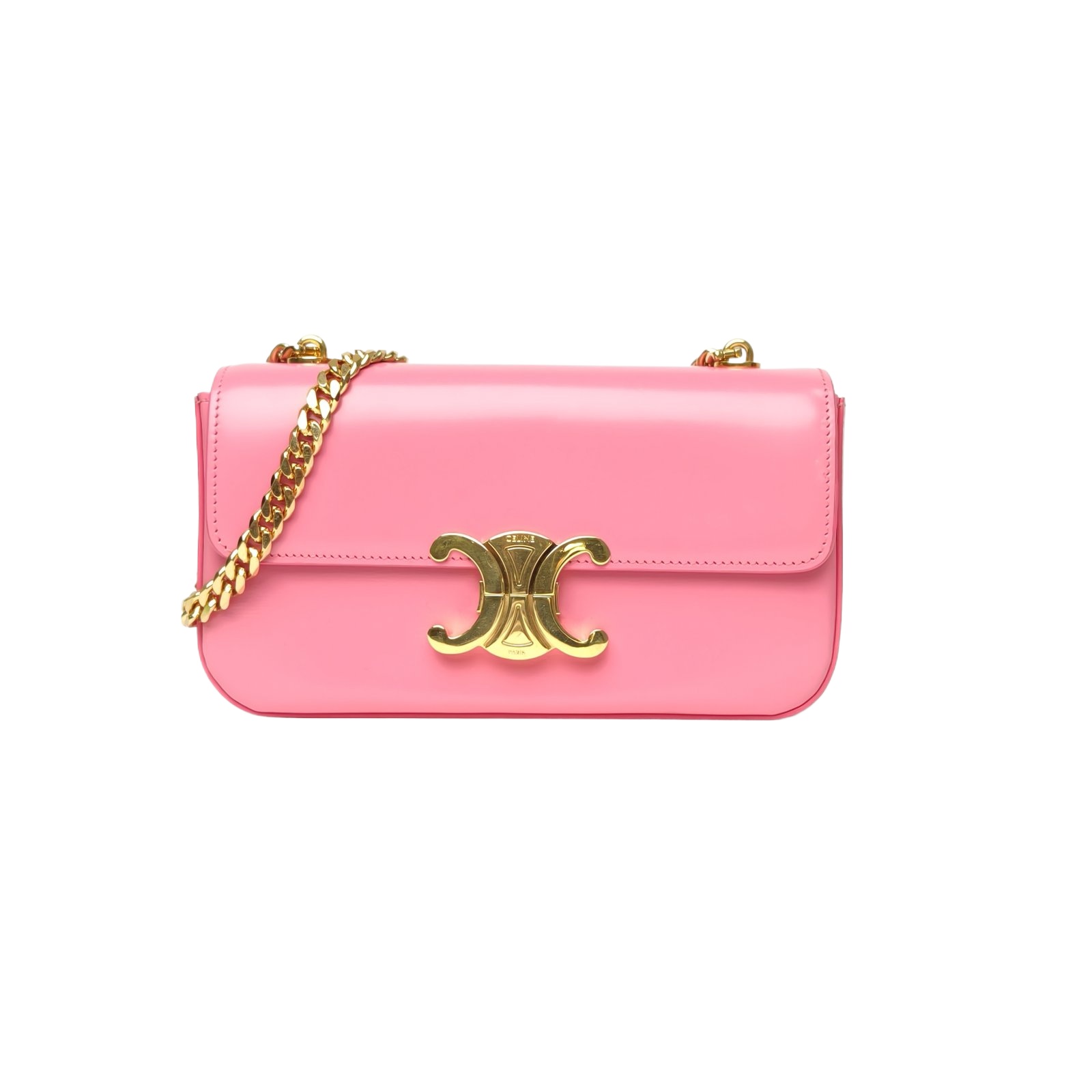 Celine Triomphe Horizontal Shoulder Bag 20 Pink Leather Chain Bag