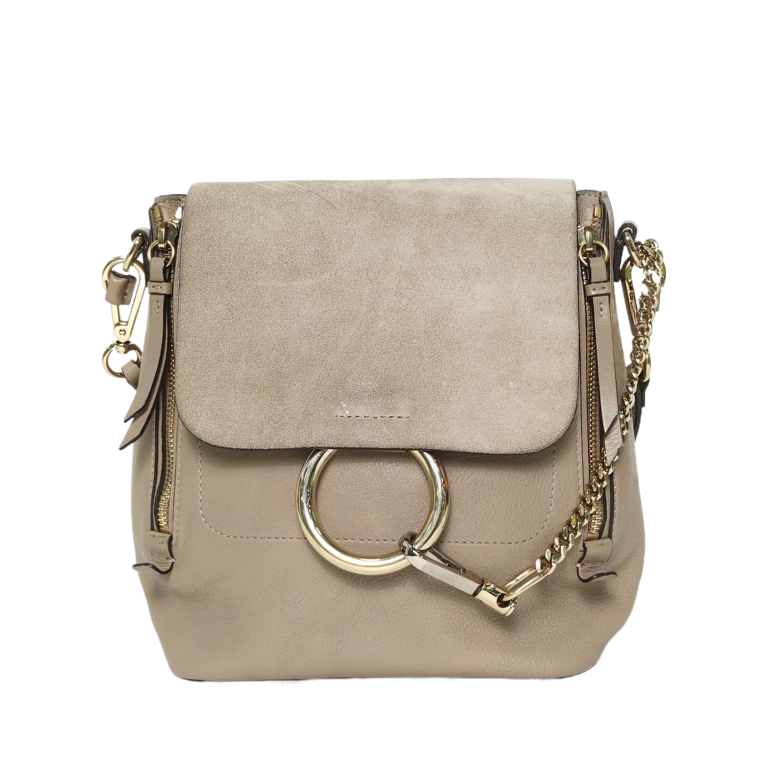 Chloe Faye Small Elephant Grey Leather And Suede Backpack